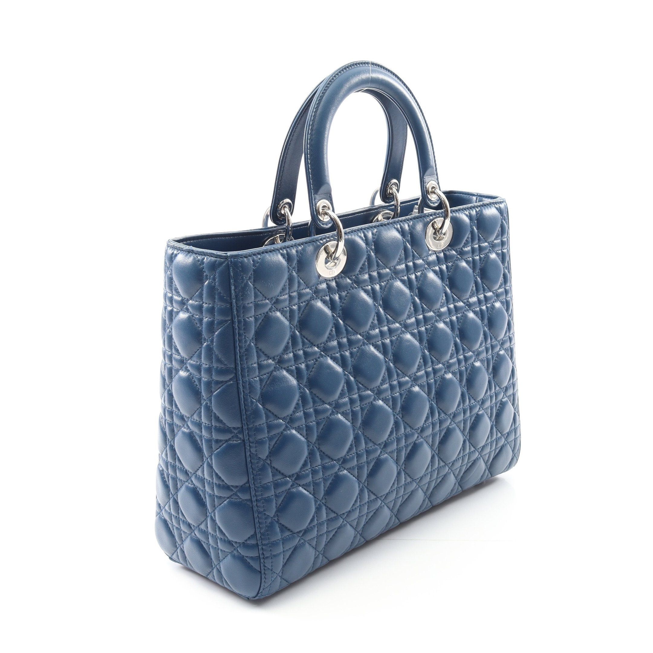 Dior Dior Lady Dior Large Canage Handbag Leather Blue Size ONE SIZE - 2 Thumbnail