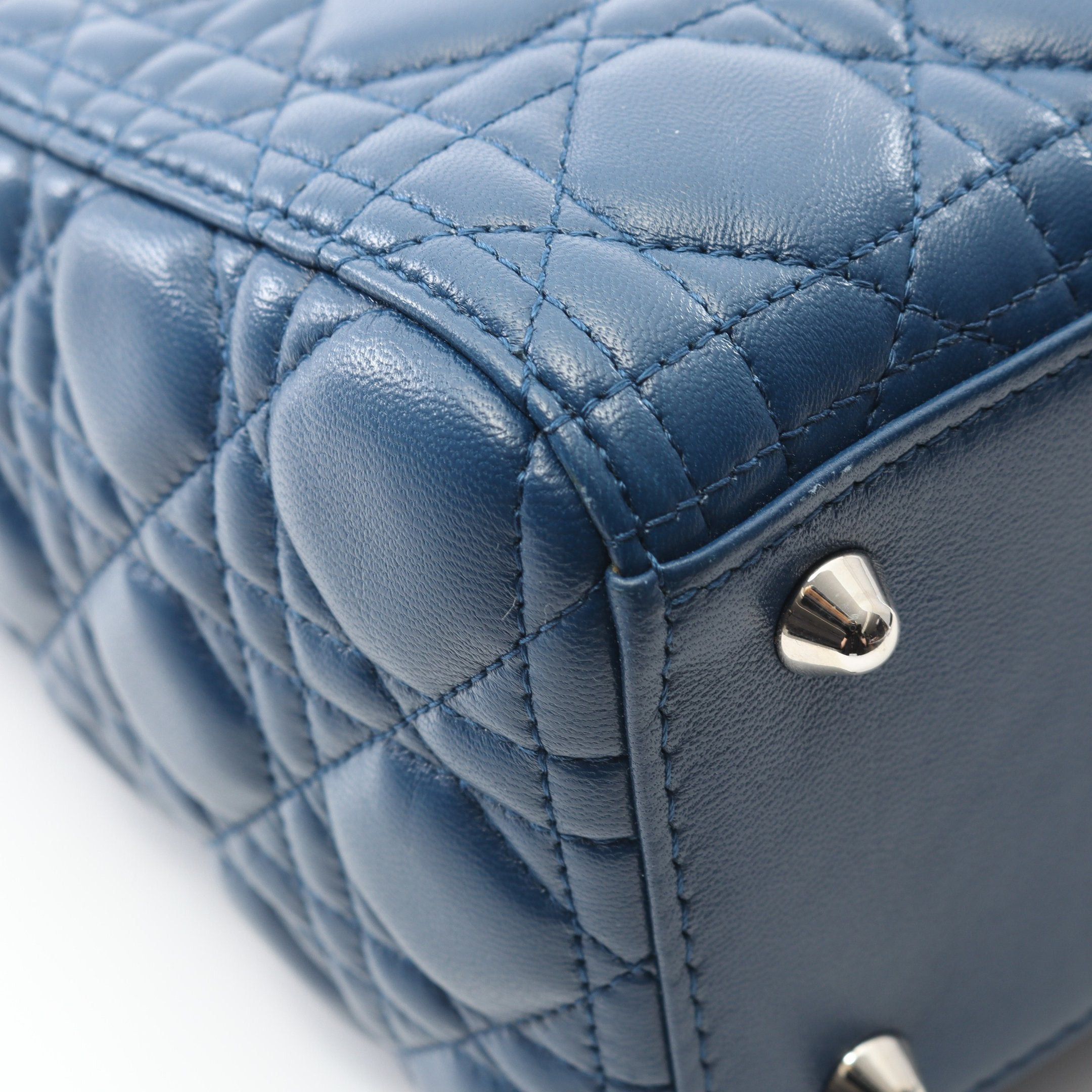 Dior Dior Lady Dior Large Canage Handbag Leather Blue Size ONE SIZE - 7 Thumbnail