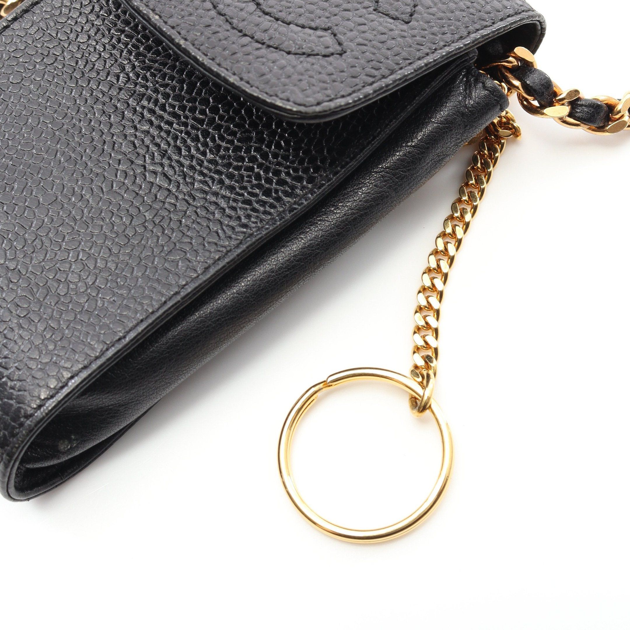 Chanel Chanel Coco Mark Cigarette Case Caviar Skin Black Gold Hardware With Key Ring Size ONE SIZE - 6 Thumbnail