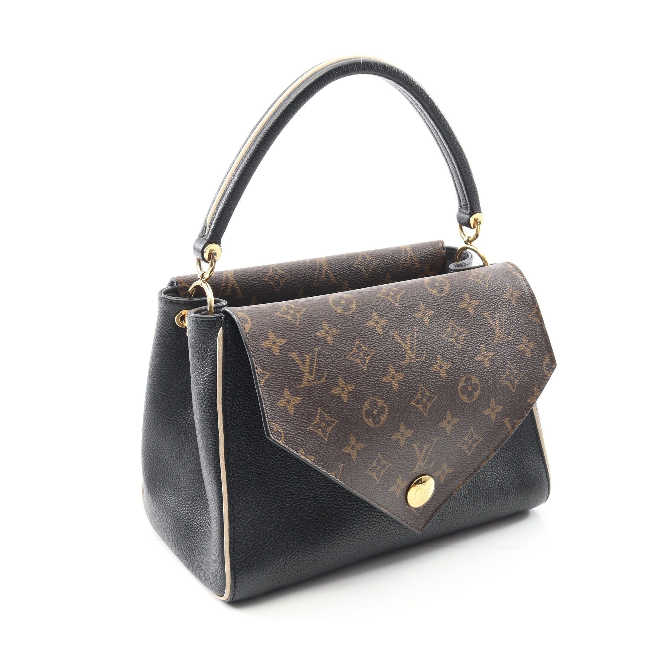 Louis Vuitton Louis Vuitton Double V Monogram Noir Handbag Leather Black Brown Ivory Size ONE SIZE - 9 Thumbnail