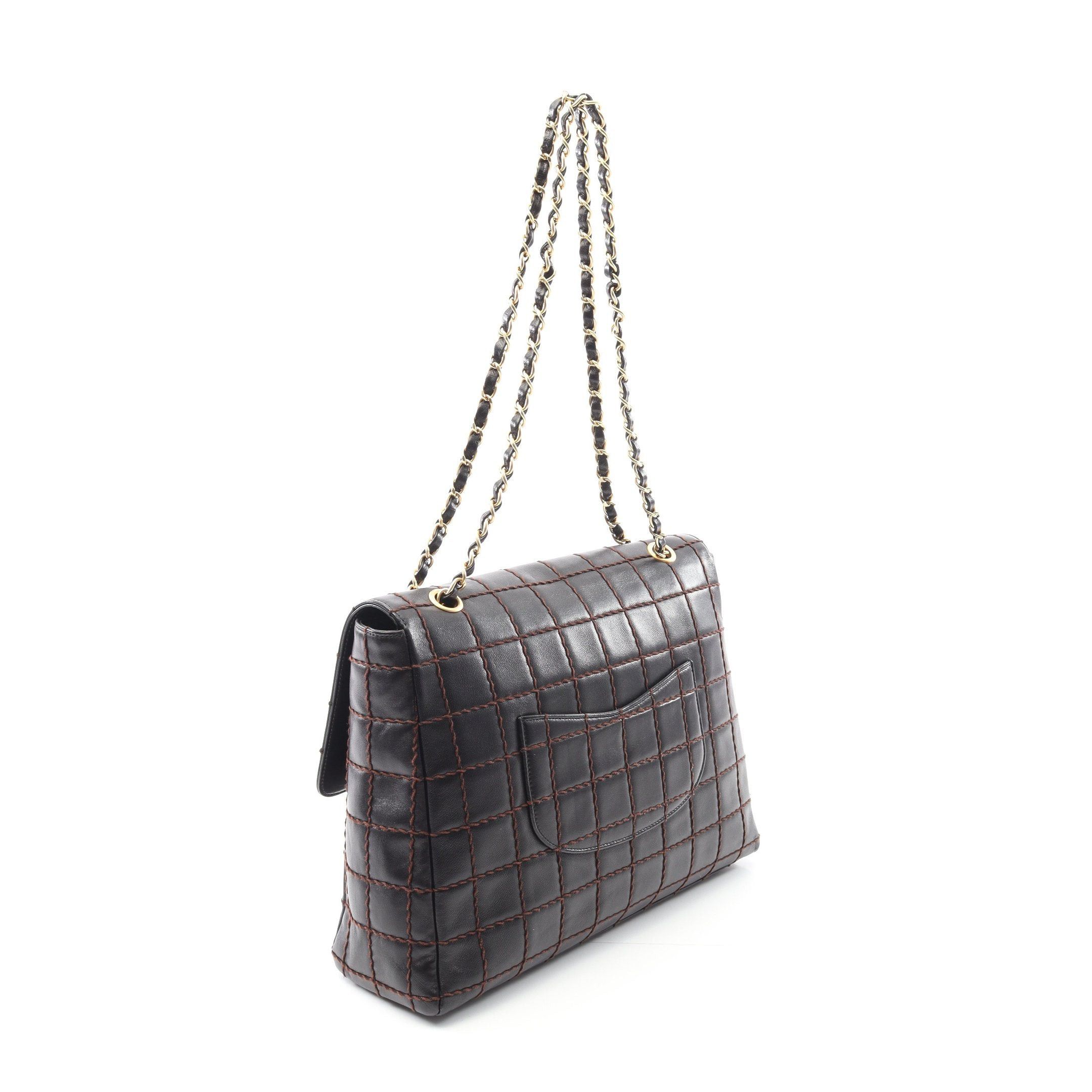 Chanel Chanel Wild Stitch Double Chain Shoulder Bag Lambskin Black Gold Hardware Size ONE SIZE - 2 Thumbnail
