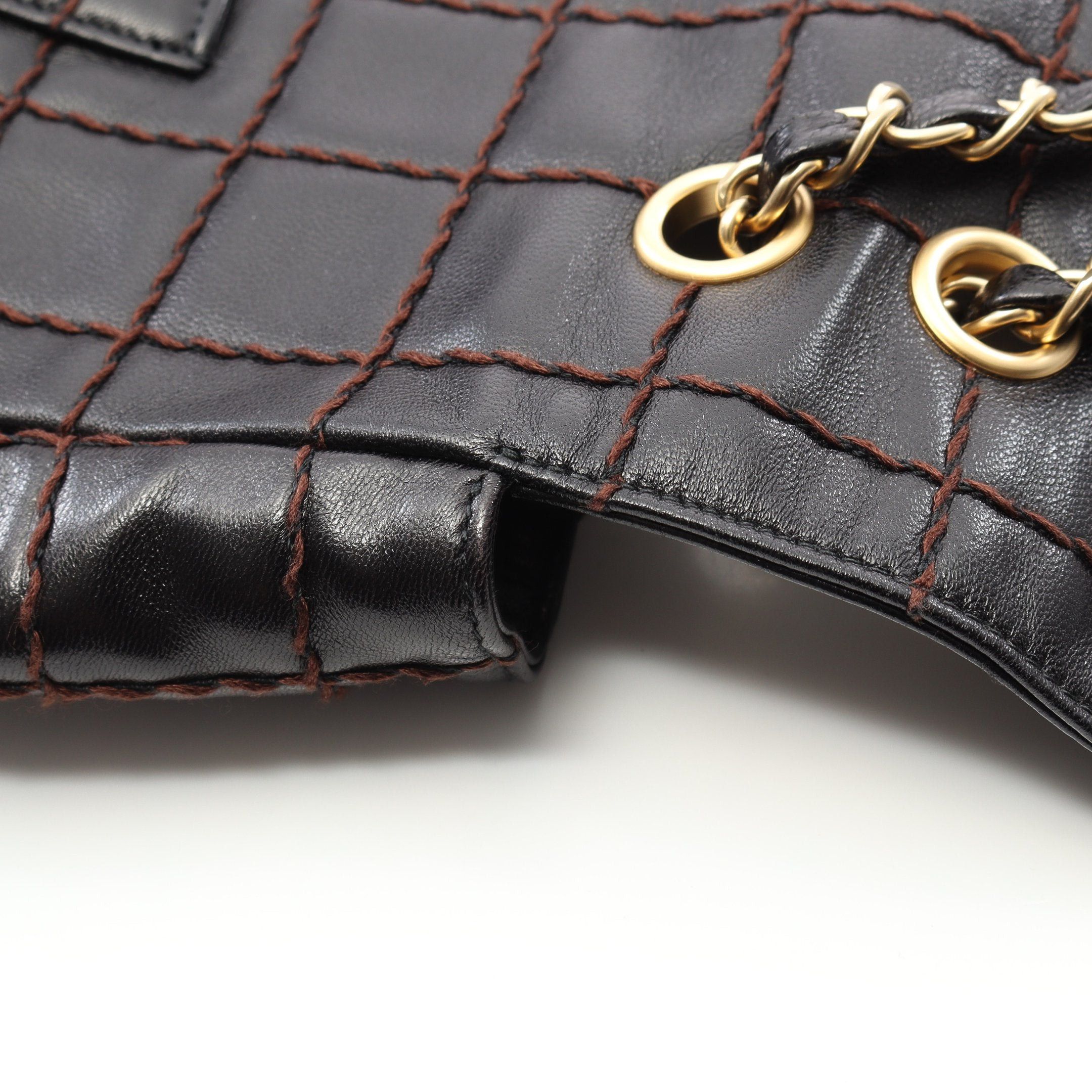 Chanel Chanel Wild Stitch Double Chain Shoulder Bag Lambskin Black Gold Hardware Size ONE SIZE - 8 Thumbnail