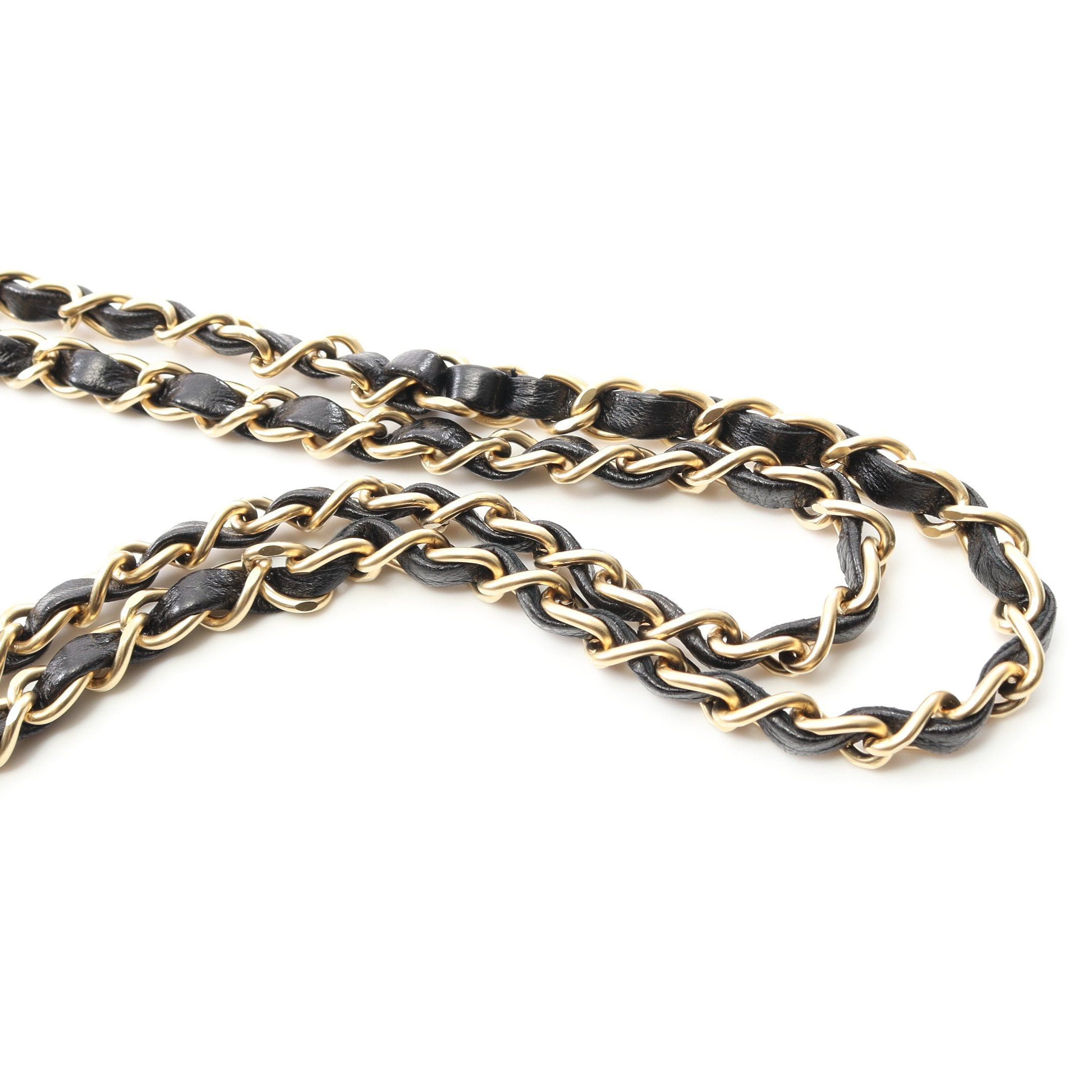 Chanel Chanel Wild Stitch Double Chain Shoulder Bag Lambskin Black Gold Hardware Size ONE SIZE - 9 Thumbnail