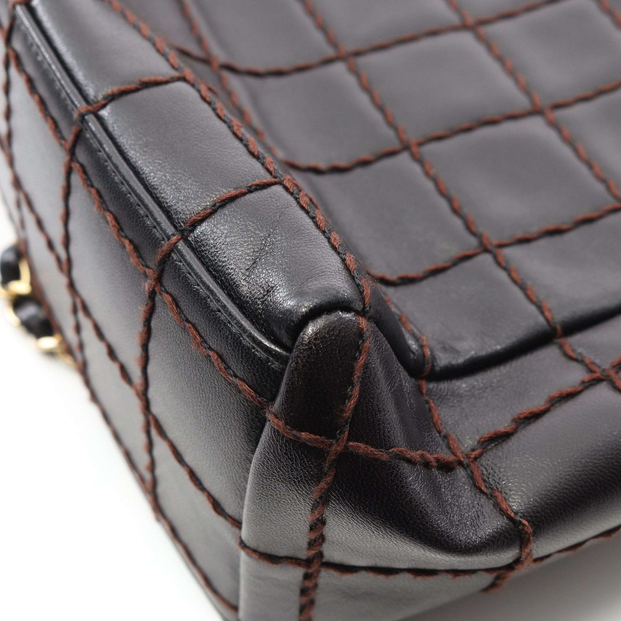 Chanel Chanel Wild Stitch Double Chain Shoulder Bag Lambskin Black Gold Hardware Size ONE SIZE - 7 Thumbnail