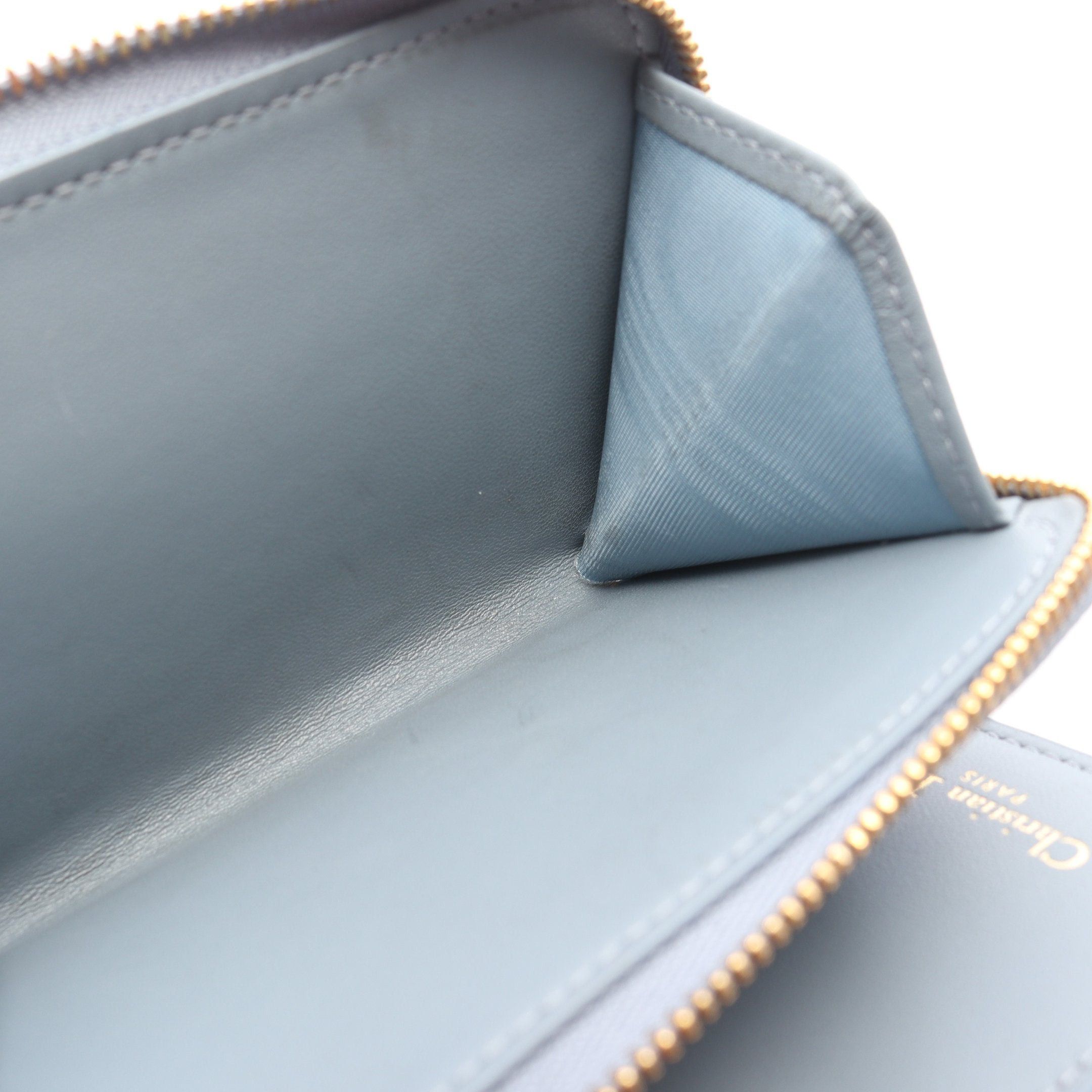 Dior Dior Caro Scarlet Karo Wallet Canage Bi-Fold Leather Blue Gray Size ONE SIZE - 6 Thumbnail