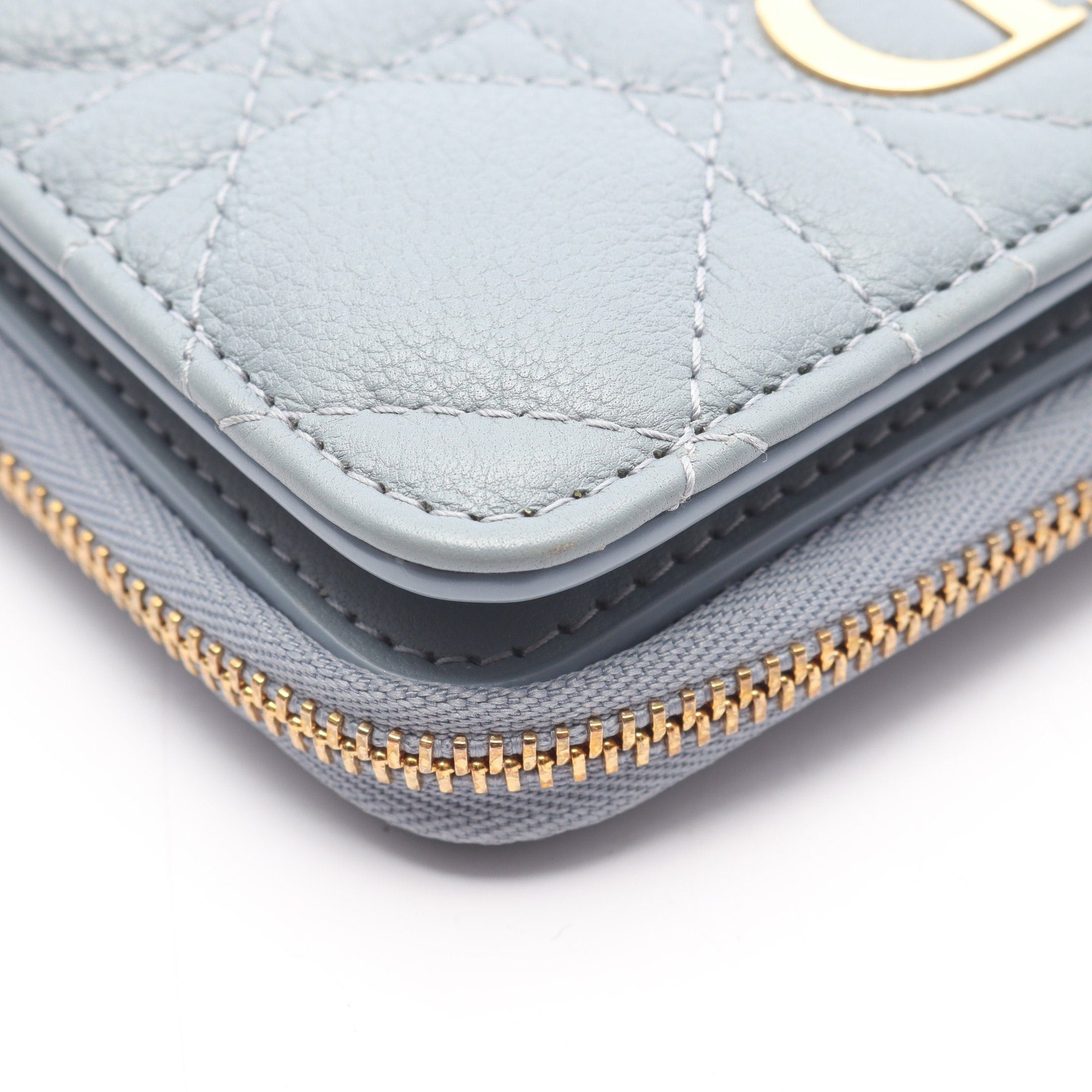 Dior Dior Caro Scarlet Karo Wallet Canage Bi-Fold Leather Blue Gray Size ONE SIZE - 9 Thumbnail