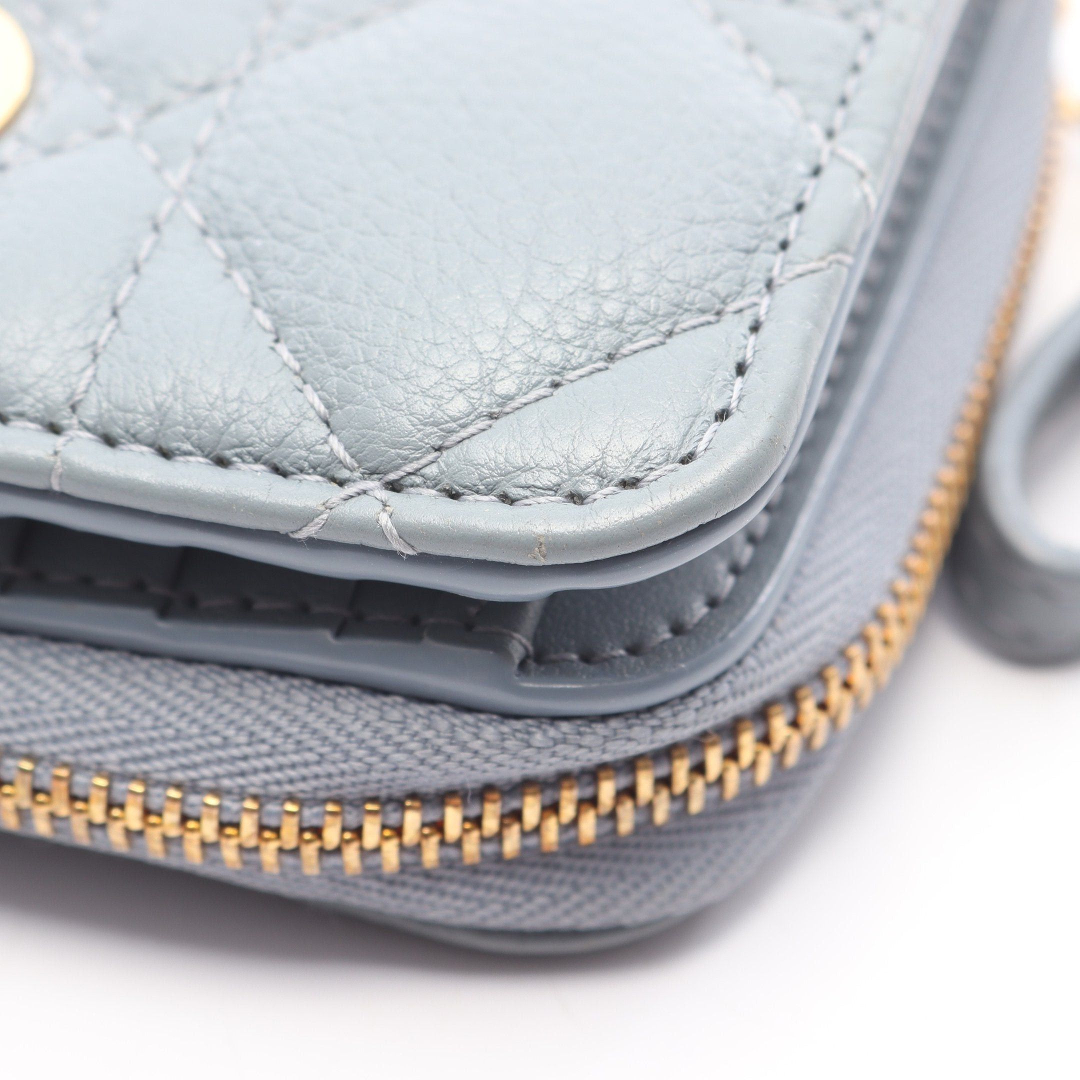 Dior Dior Caro Scarlet Karo Wallet Canage Bi-Fold Leather Blue Gray Size ONE SIZE - 8 Thumbnail