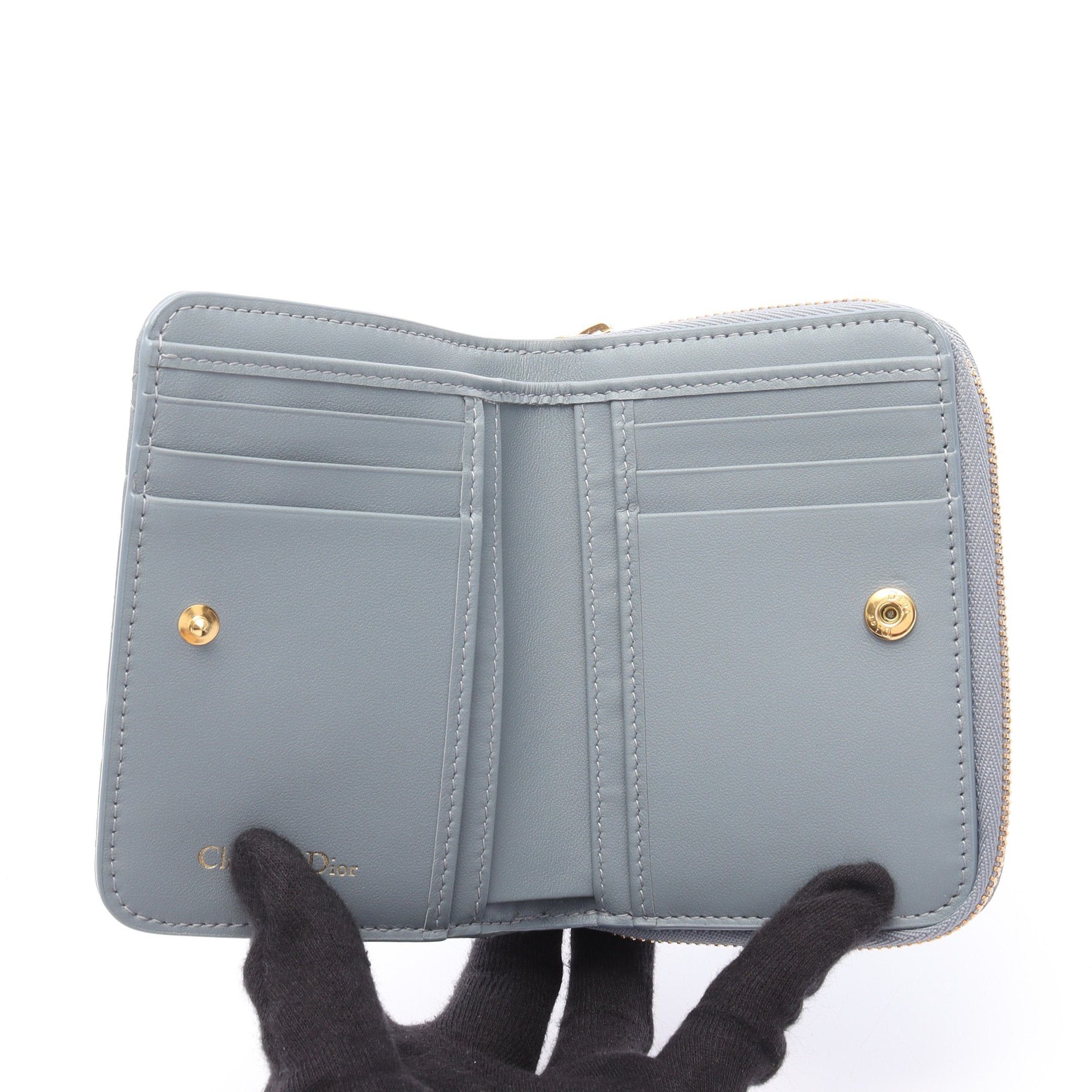 Dior Dior Caro Scarlet Karo Wallet Canage Bi-Fold Leather Blue Gray Size ONE SIZE - 3 Thumbnail