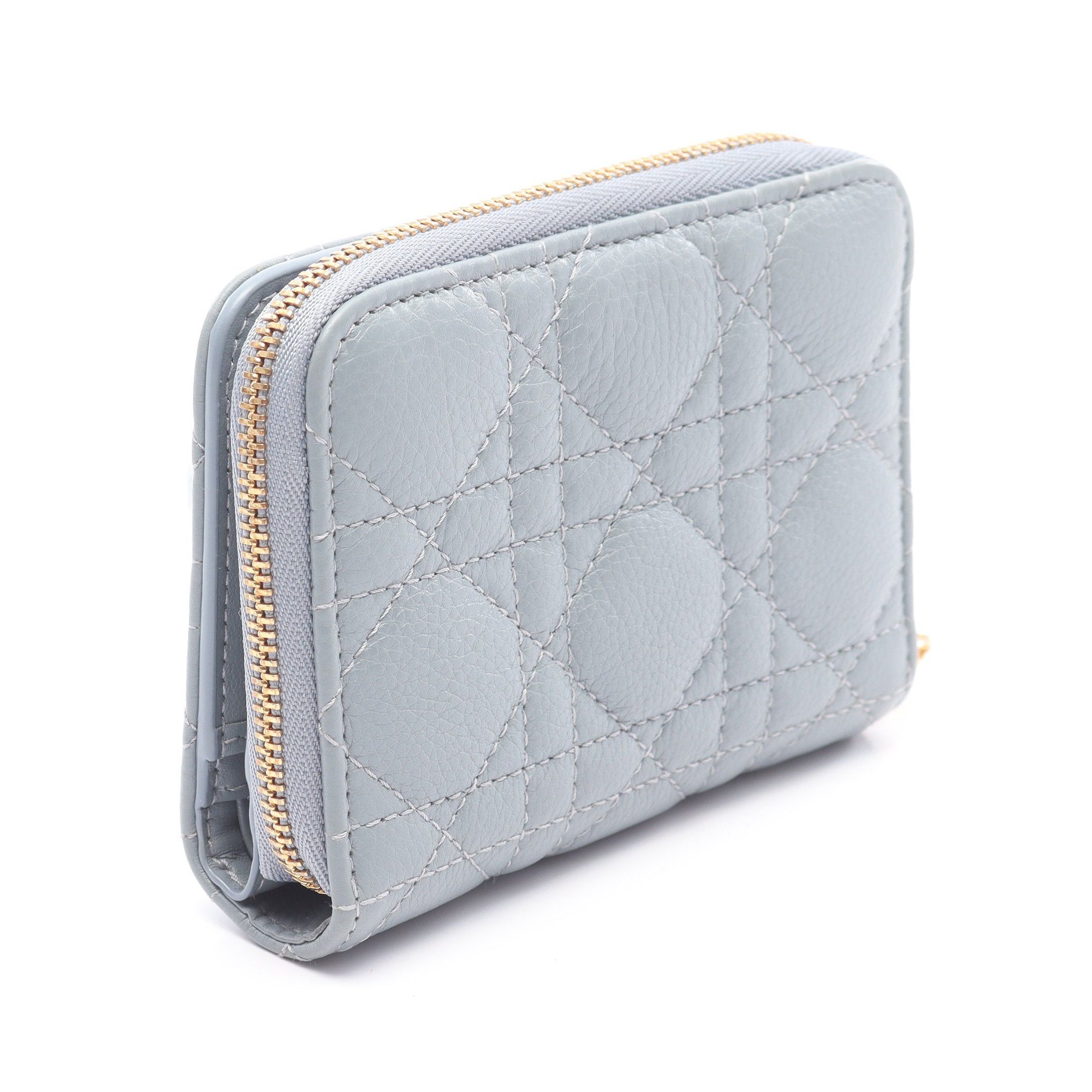 Dior Dior Caro Scarlet Karo Wallet Canage Bi-Fold Leather Blue Gray Size ONE SIZE - 2 Thumbnail