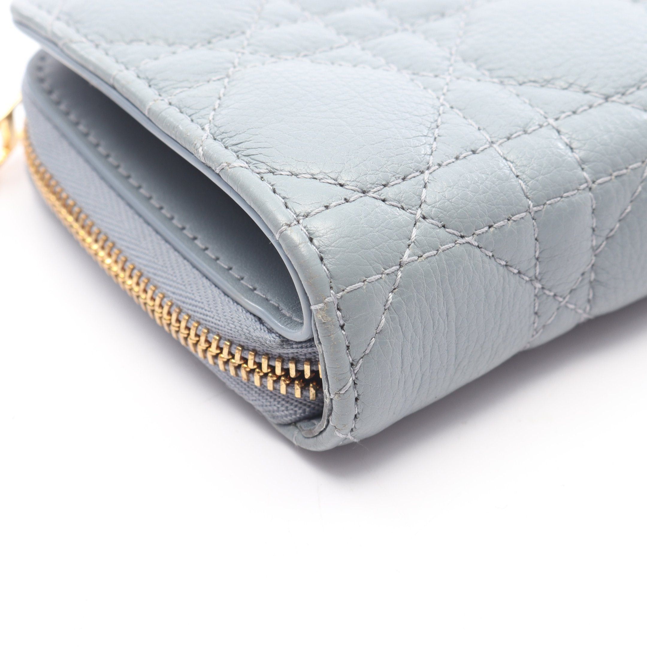 Dior Dior Caro Scarlet Karo Wallet Canage Bi-Fold Leather Blue Gray Size ONE SIZE - 10 Thumbnail