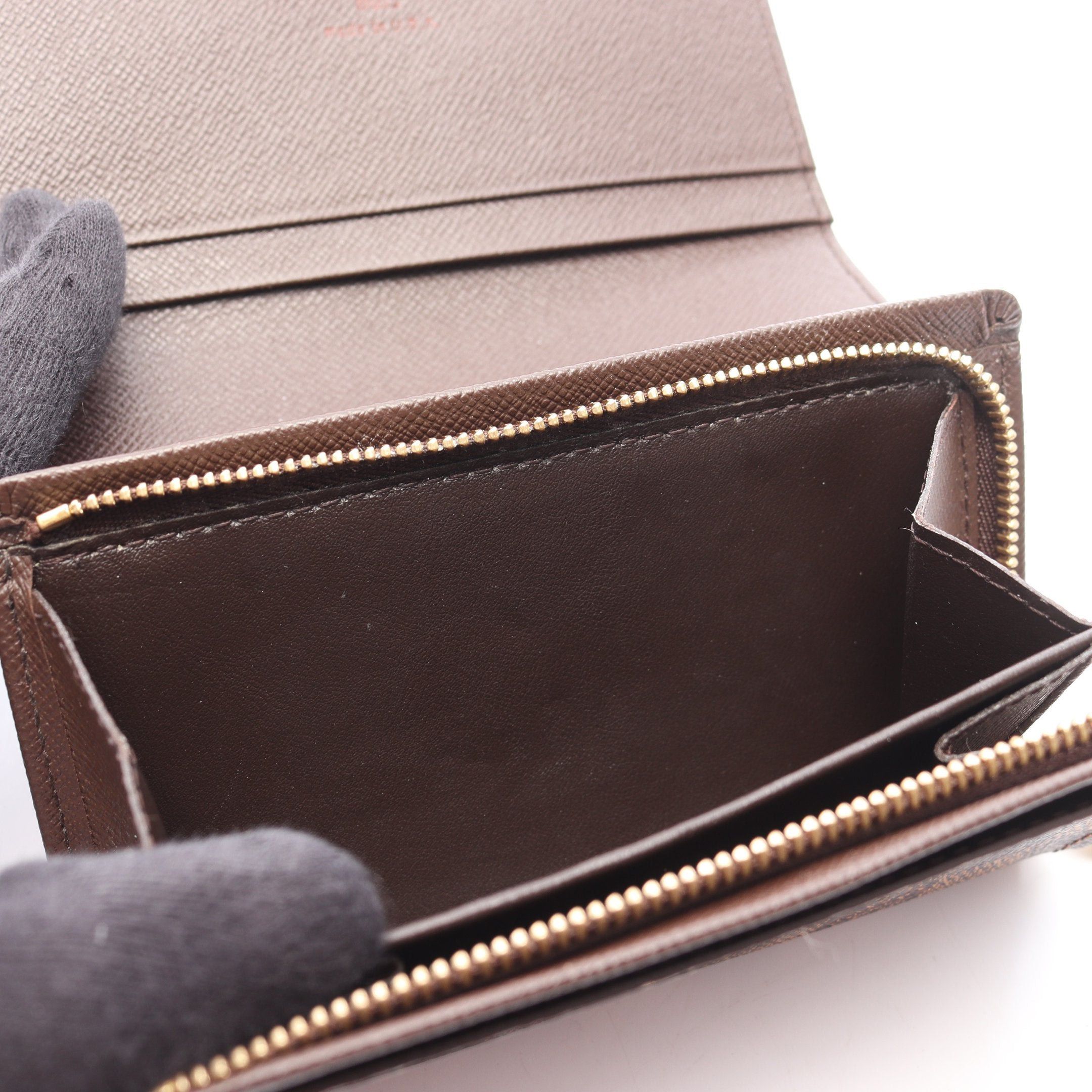 Louis Vuitton Louis Vuitton Porto Monnaie Bie Tresor Damier Ebene Bi-Fold Wallet Leather Brown Size ONE SIZE - 6 Thumbnail