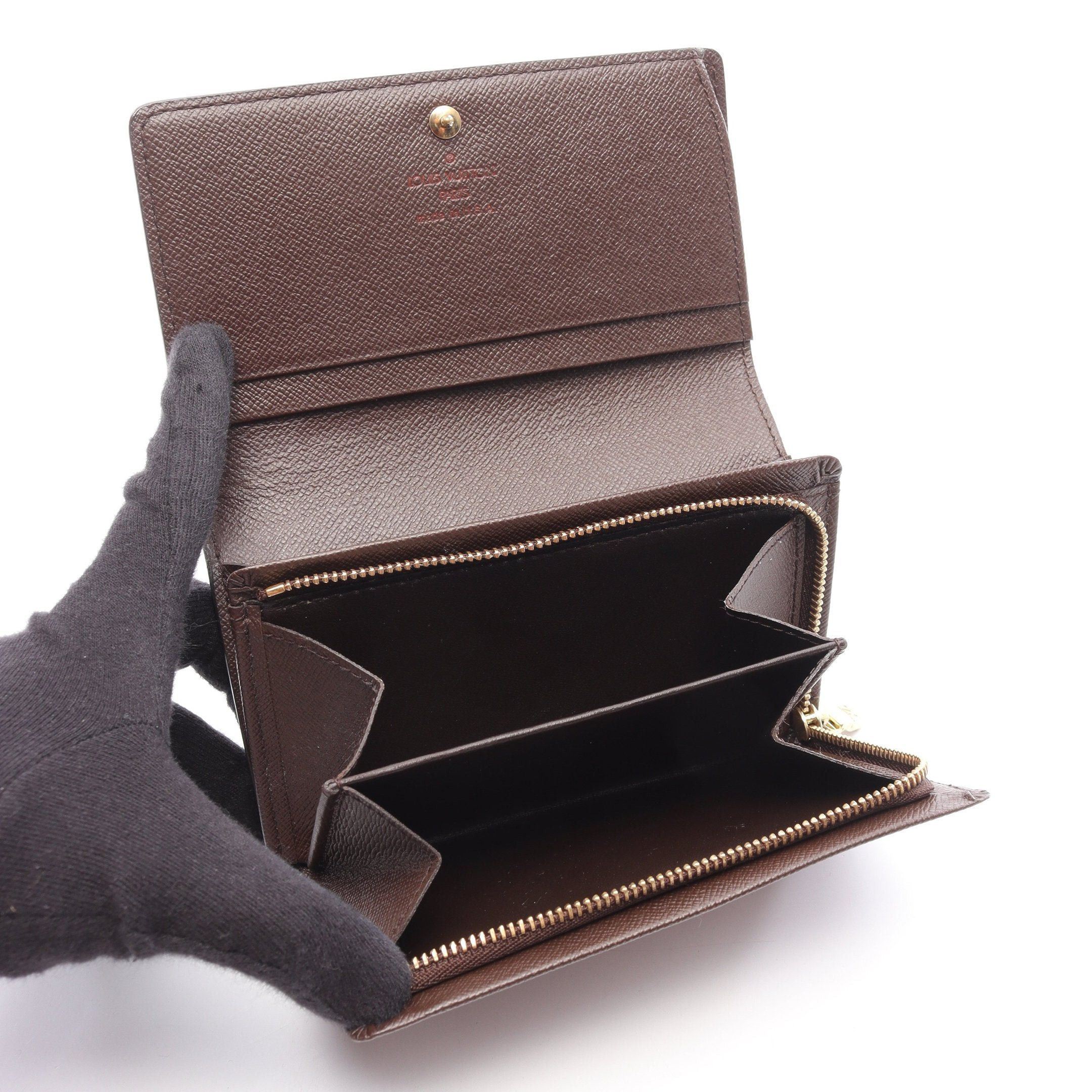 Louis Vuitton Louis Vuitton Porto Monnaie Bie Tresor Damier Ebene Bi-Fold Wallet Leather Brown Size ONE SIZE - 3 Thumbnail