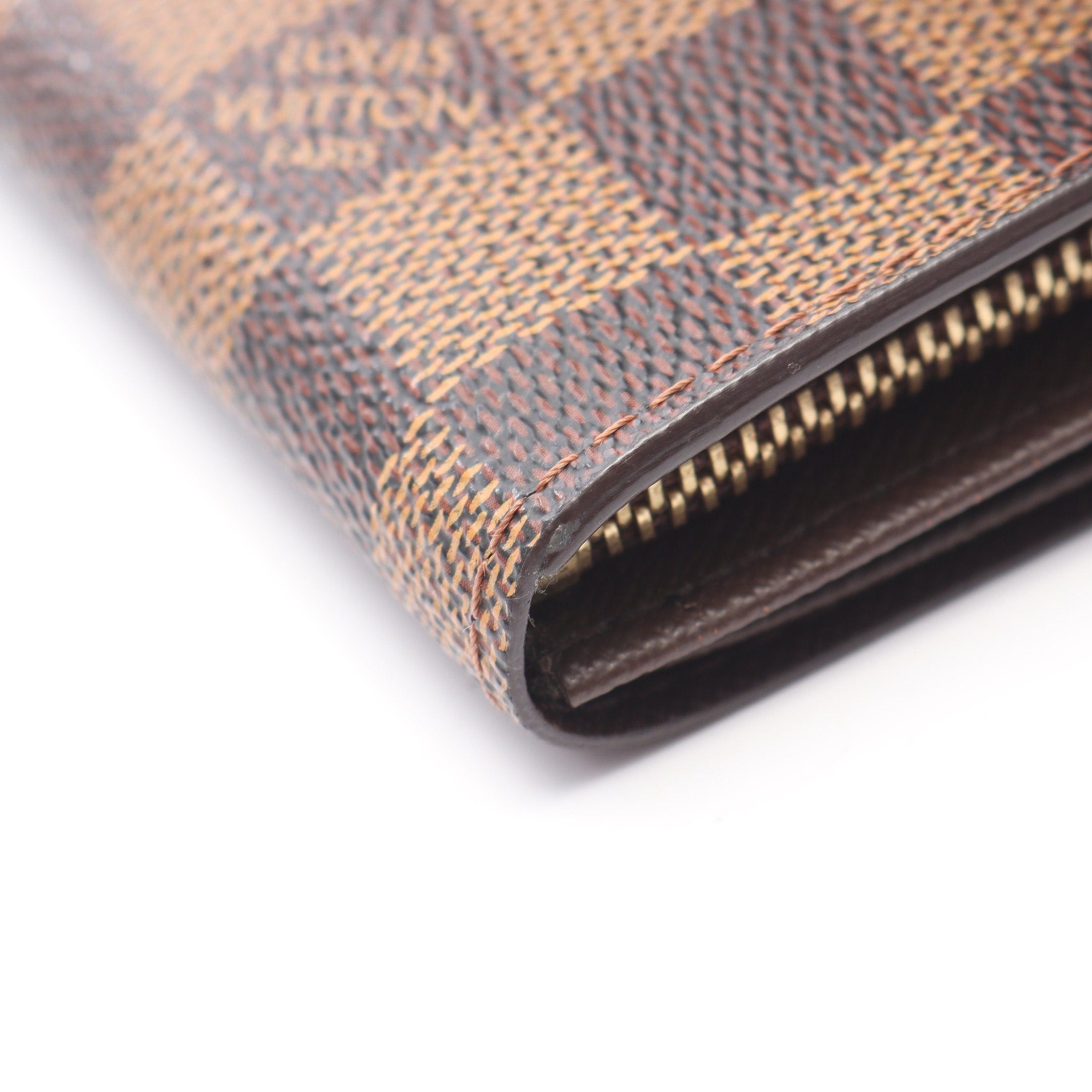 Louis Vuitton Louis Vuitton Porto Monnaie Bie Tresor Damier Ebene Bi-Fold Wallet Leather Brown Size ONE SIZE - 9 Thumbnail
