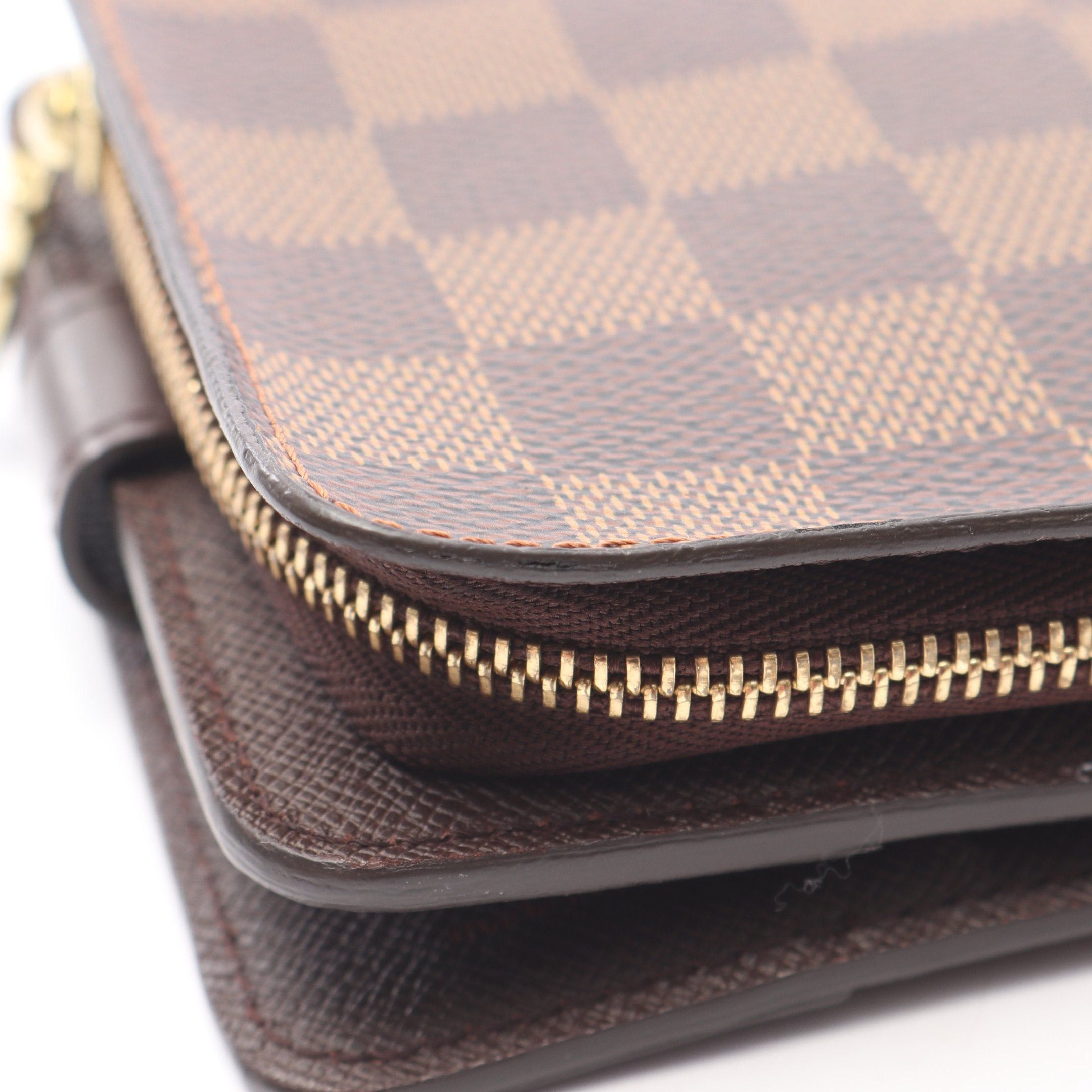 Louis Vuitton Louis Vuitton Compact Zip Damier Ebene Bi-Fold Wallet Leather Brown Size ONE SIZE - 9 Thumbnail