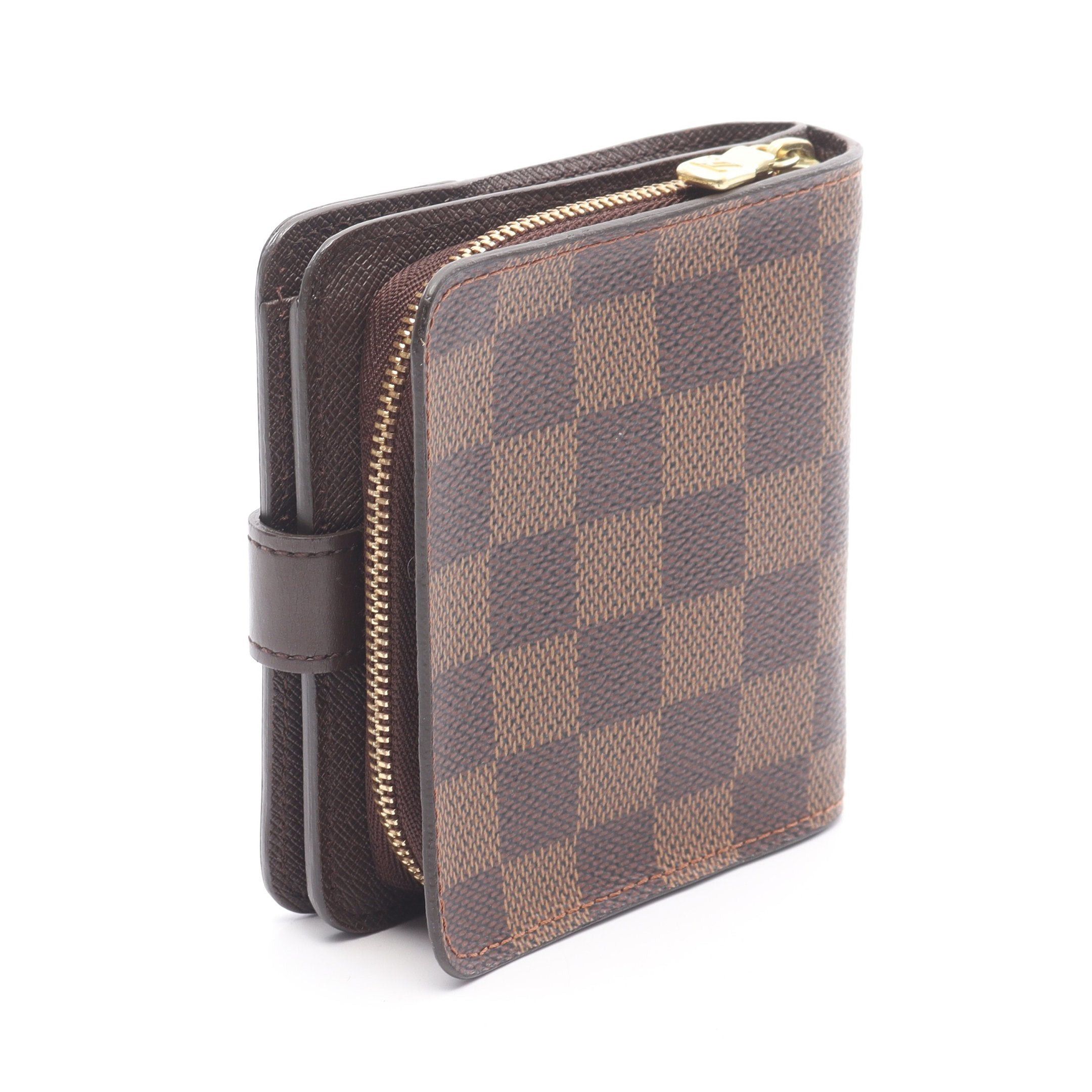 Louis Vuitton Louis Vuitton Compact Zip Damier Ebene Bi-Fold Wallet Leather Brown Size ONE SIZE - 2 Thumbnail