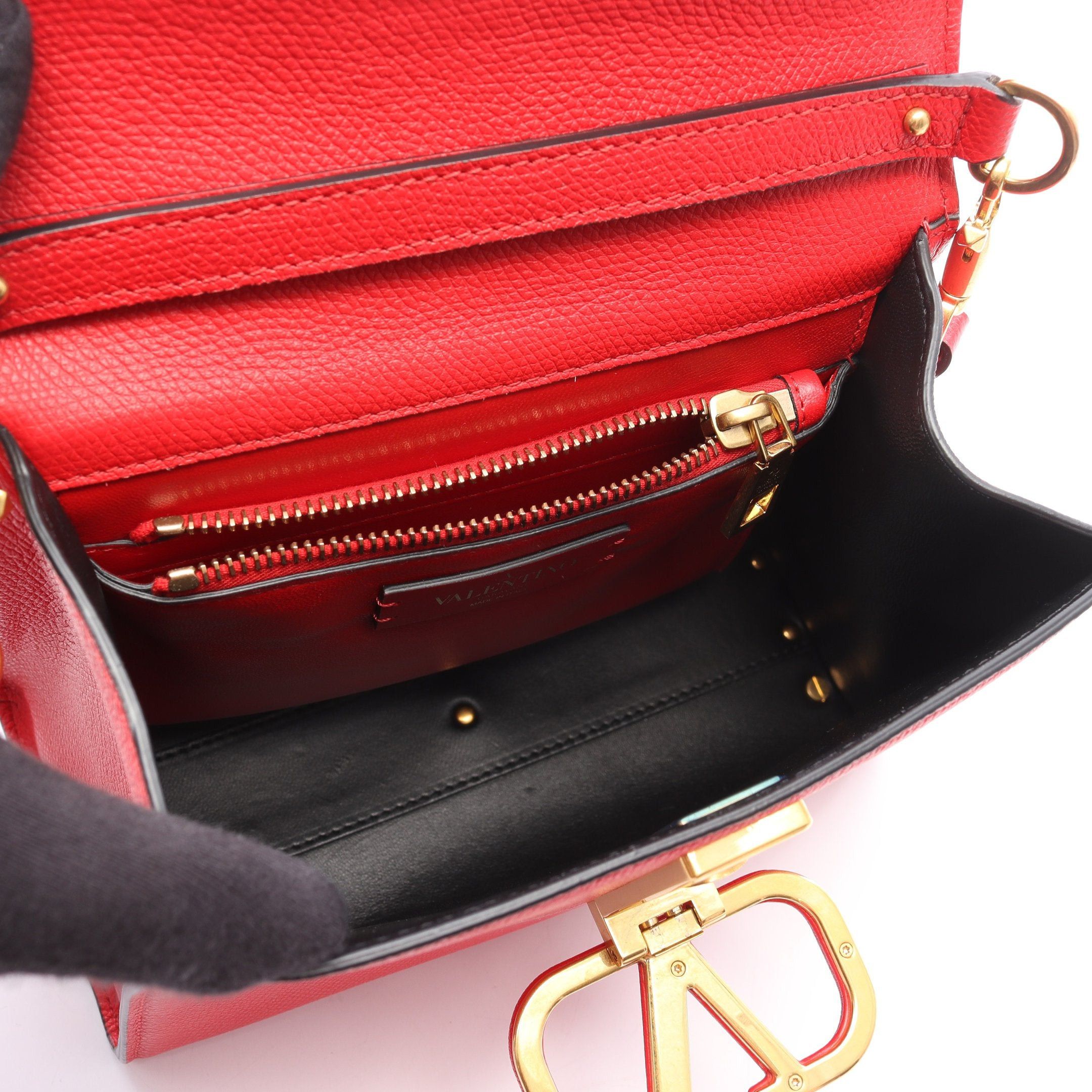 Valentino Valentino V-Sling Small Handbag Leather Red Size ONE SIZE - 3 Thumbnail