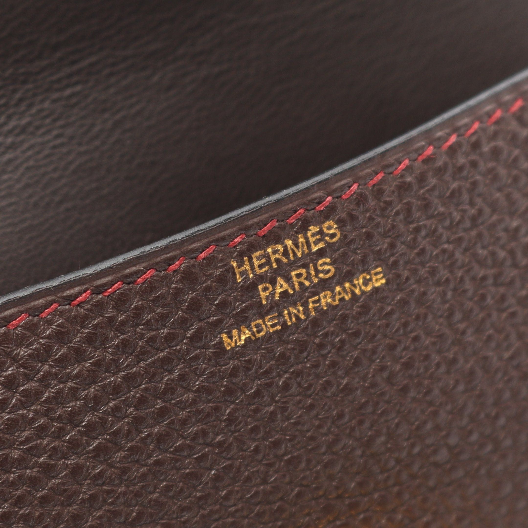 Hermes Hermes Dogon Chocolate Rouge Garance Card Case Name Holder Togo Dark Brown Red Gold Hardware □L Stamp Size ONE SIZE - 4 Thumbnail