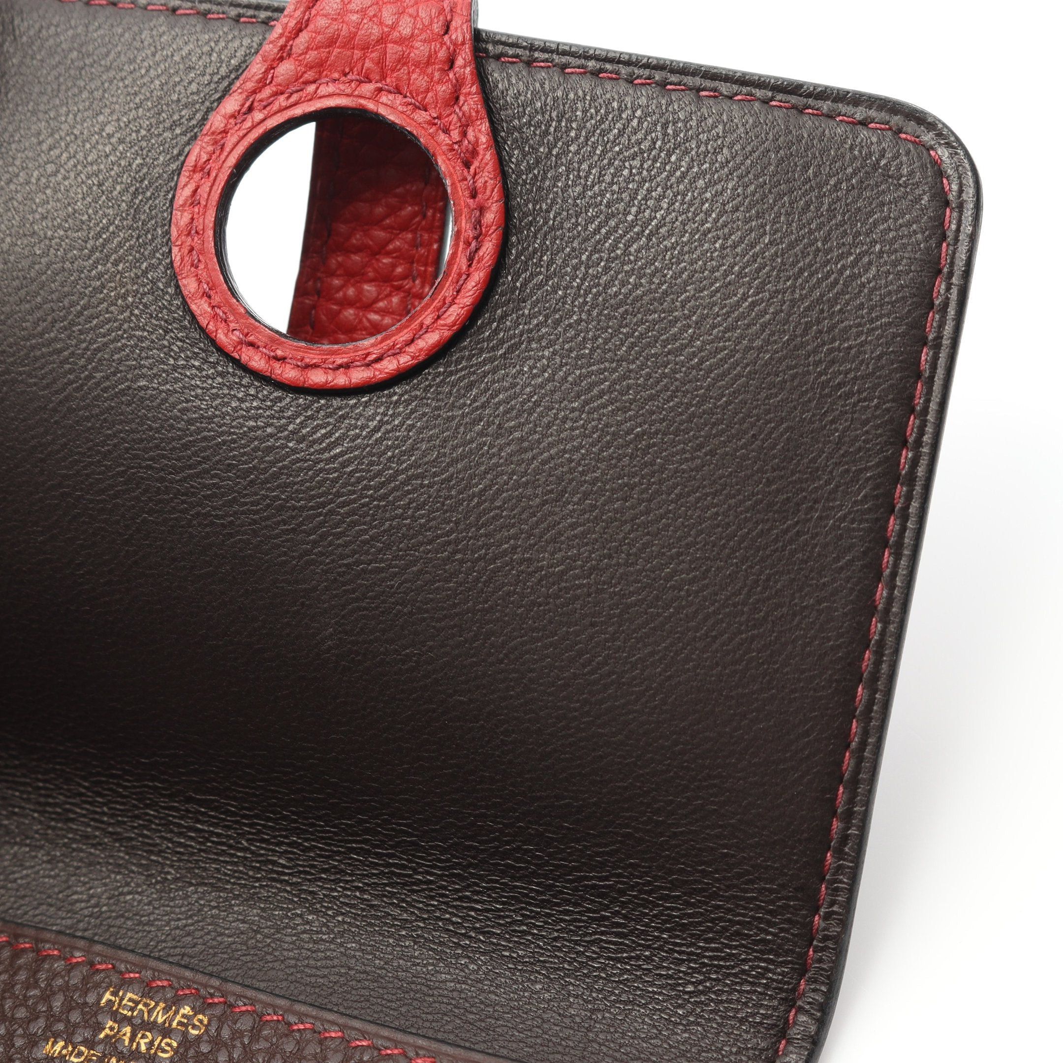 Hermes Hermes Dogon Chocolate Rouge Garance Card Case Name Holder Togo Dark Brown Red Gold Hardware □L Stamp Size ONE SIZE - 7 Thumbnail