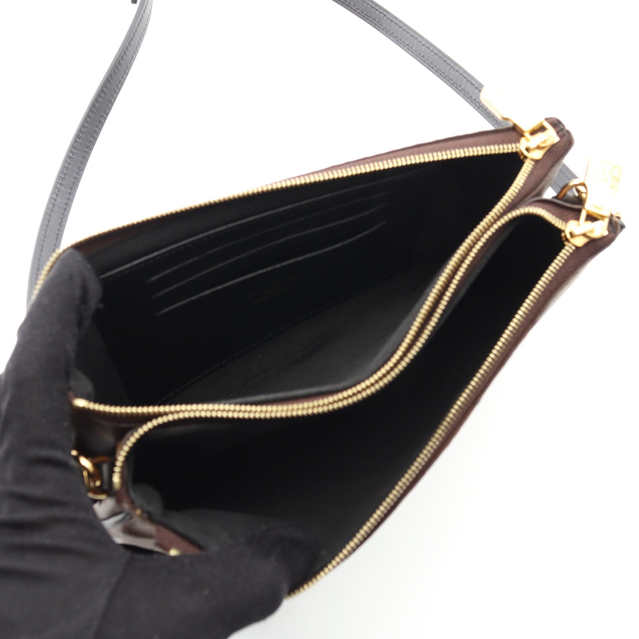 Louis Vuitton Louis Vuitton Pochette Double Zip Monogram Giant Reverse Shoulder Bag Leather Brown Beige Size ONE SIZE - 3 Thumbnail