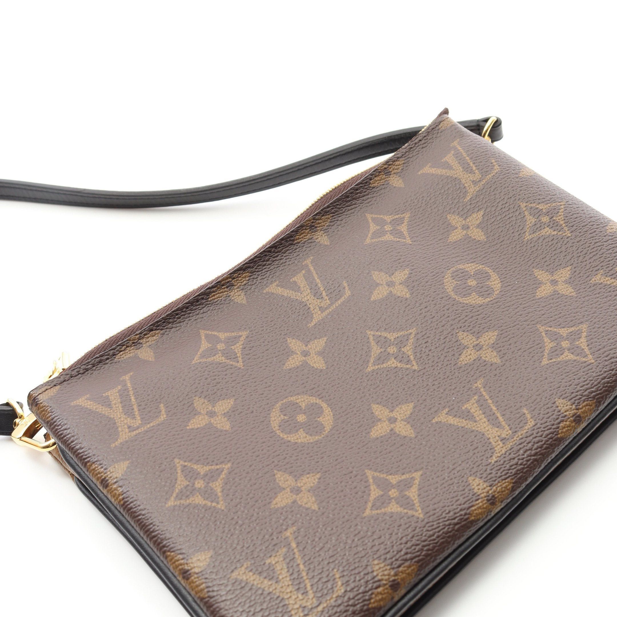 Louis Vuitton Louis Vuitton Pochette Double Zip Monogram Giant Reverse Shoulder Bag Leather Brown Beige Size ONE SIZE - 7 Thumbnail