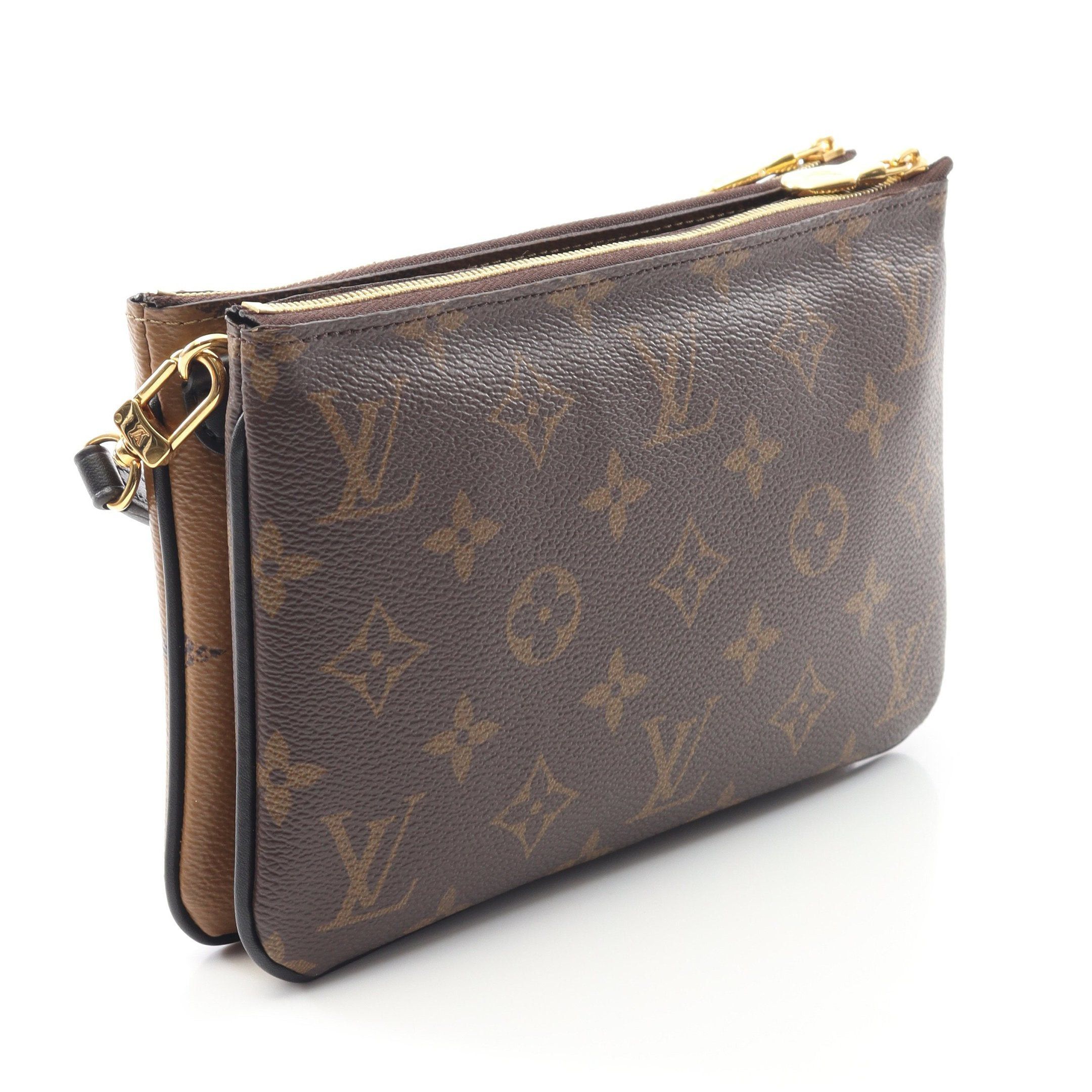 Louis Vuitton Louis Vuitton Pochette Double Zip Monogram Giant Reverse Shoulder Bag Leather Brown Beige Size ONE SIZE - 2 Thumbnail