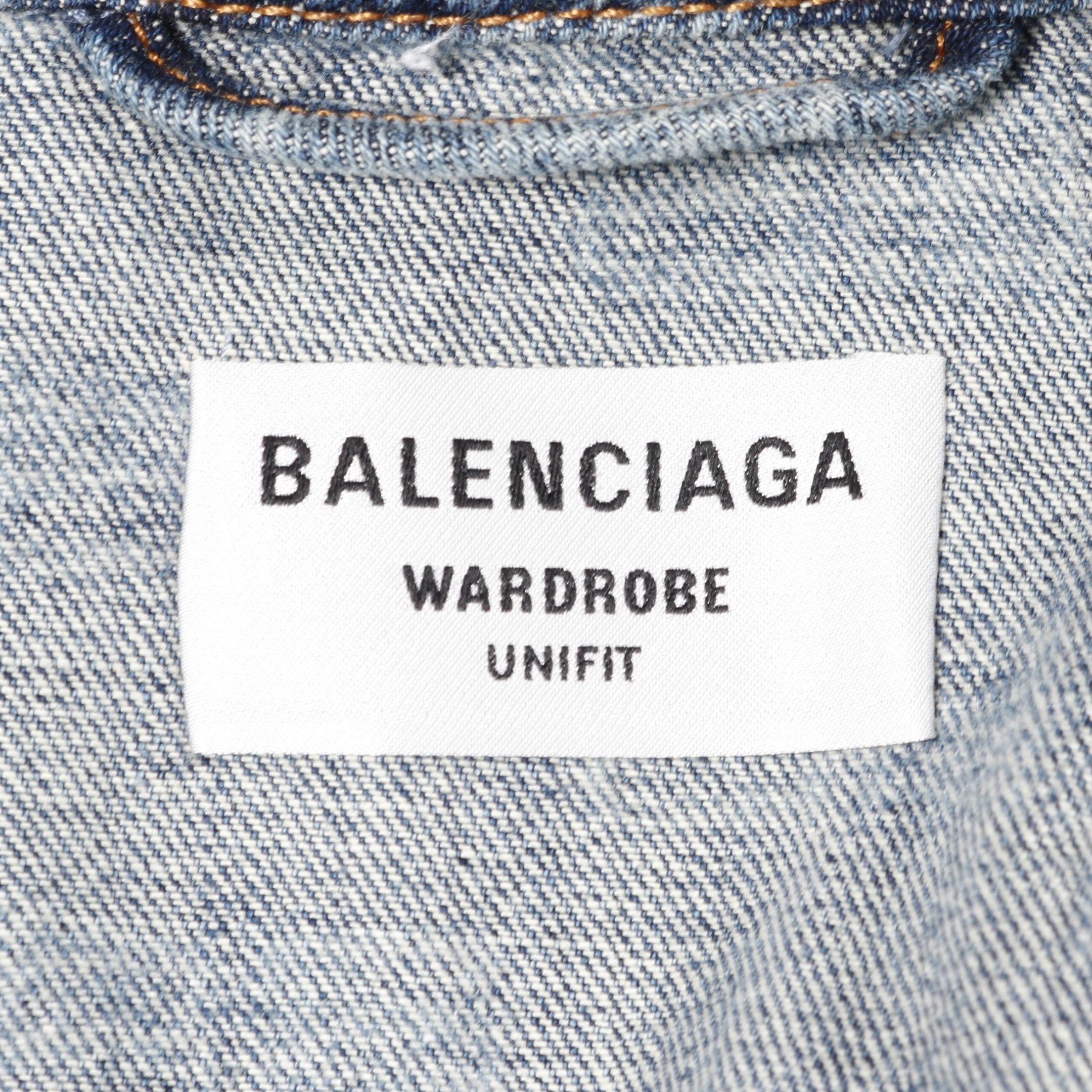 Balenciaga Balenciaga Bb Monogram Large Fit Denim Jacket Cotton Blue Size ONE SIZE - 3 Thumbnail
