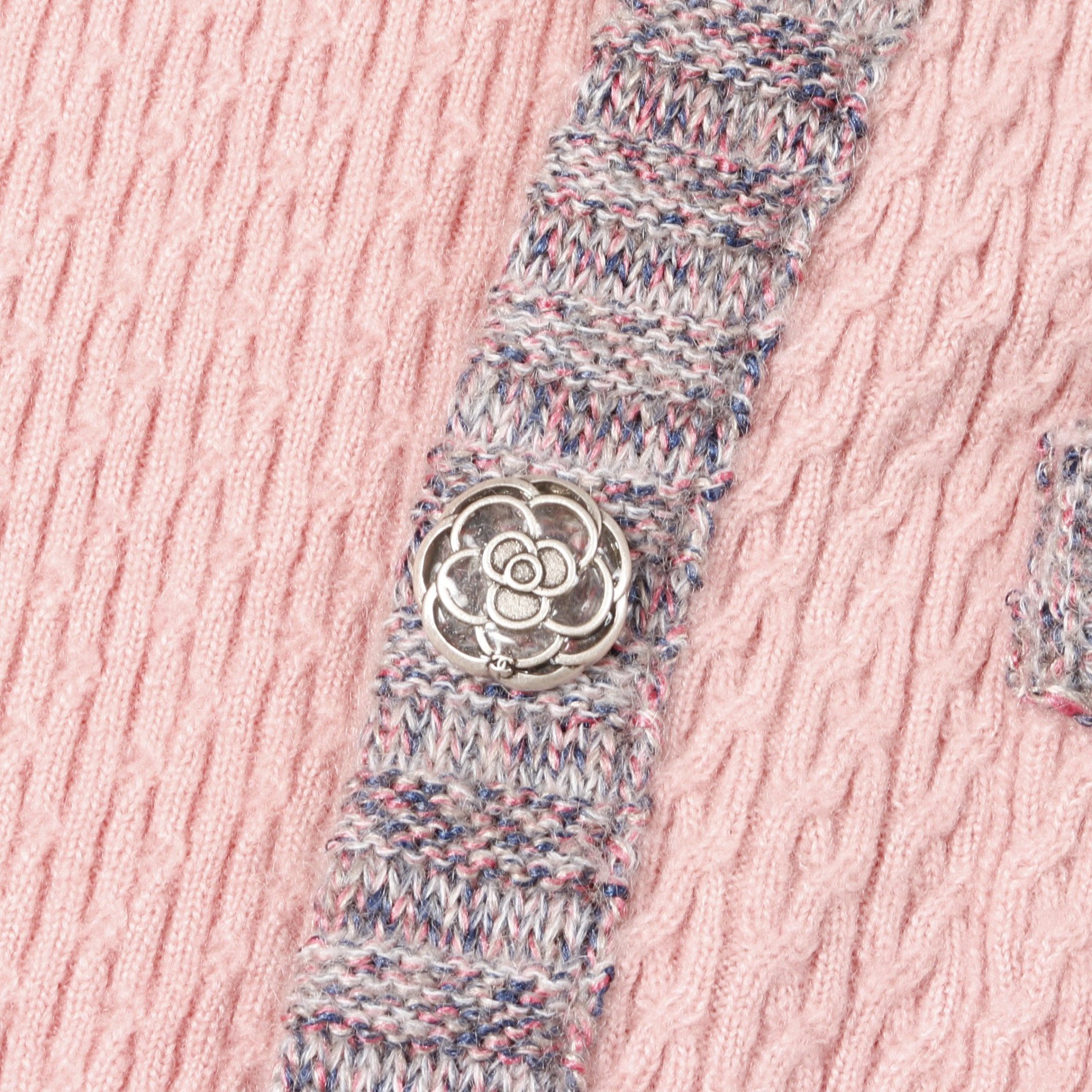 Chanel Chanel Camellia Button Knit Dress Silk Cashmere Pink Blue Gray Size ONE SIZE - 7 Thumbnail