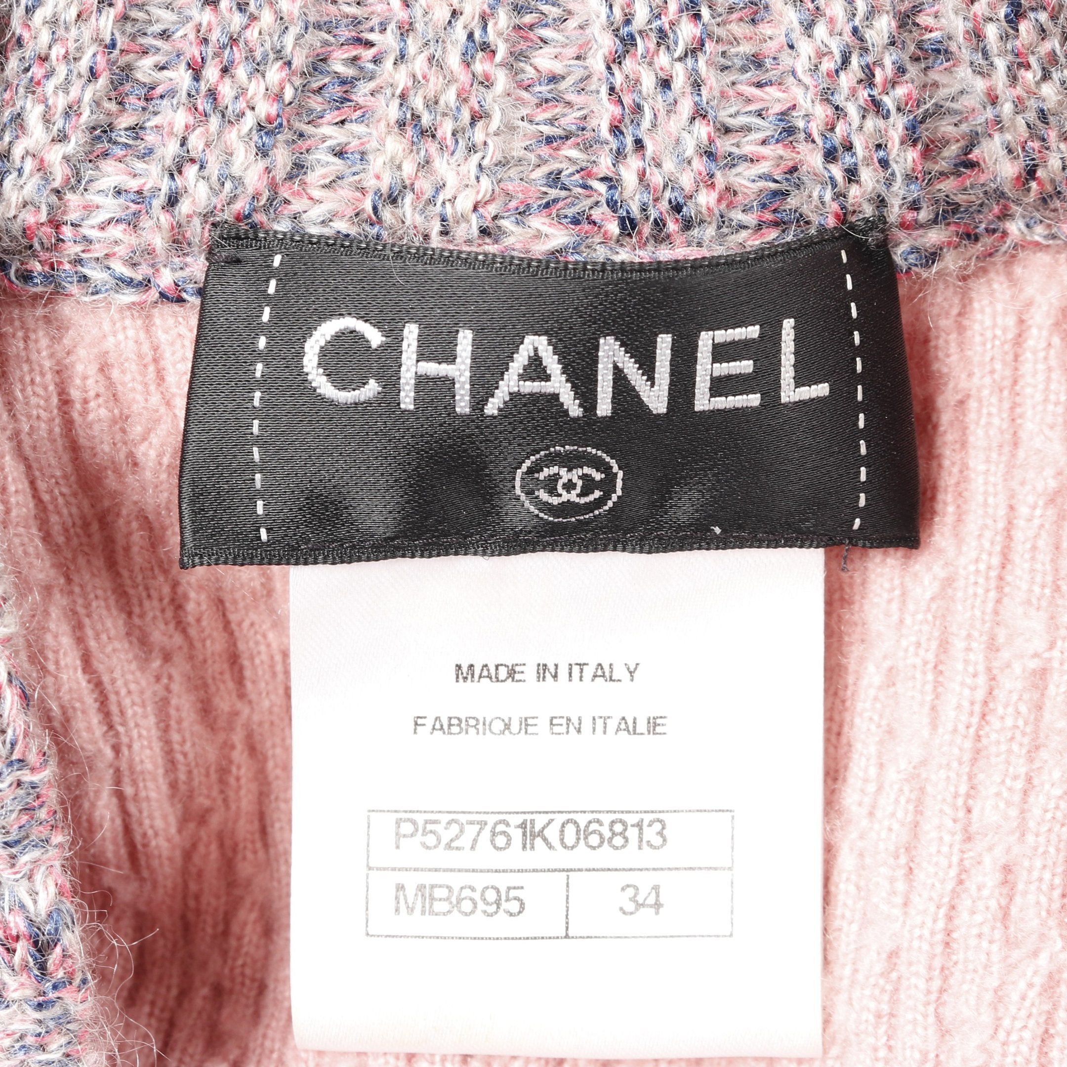 Chanel Chanel Camellia Button Knit Dress Silk Cashmere Pink Blue Gray Size ONE SIZE - 3 Thumbnail