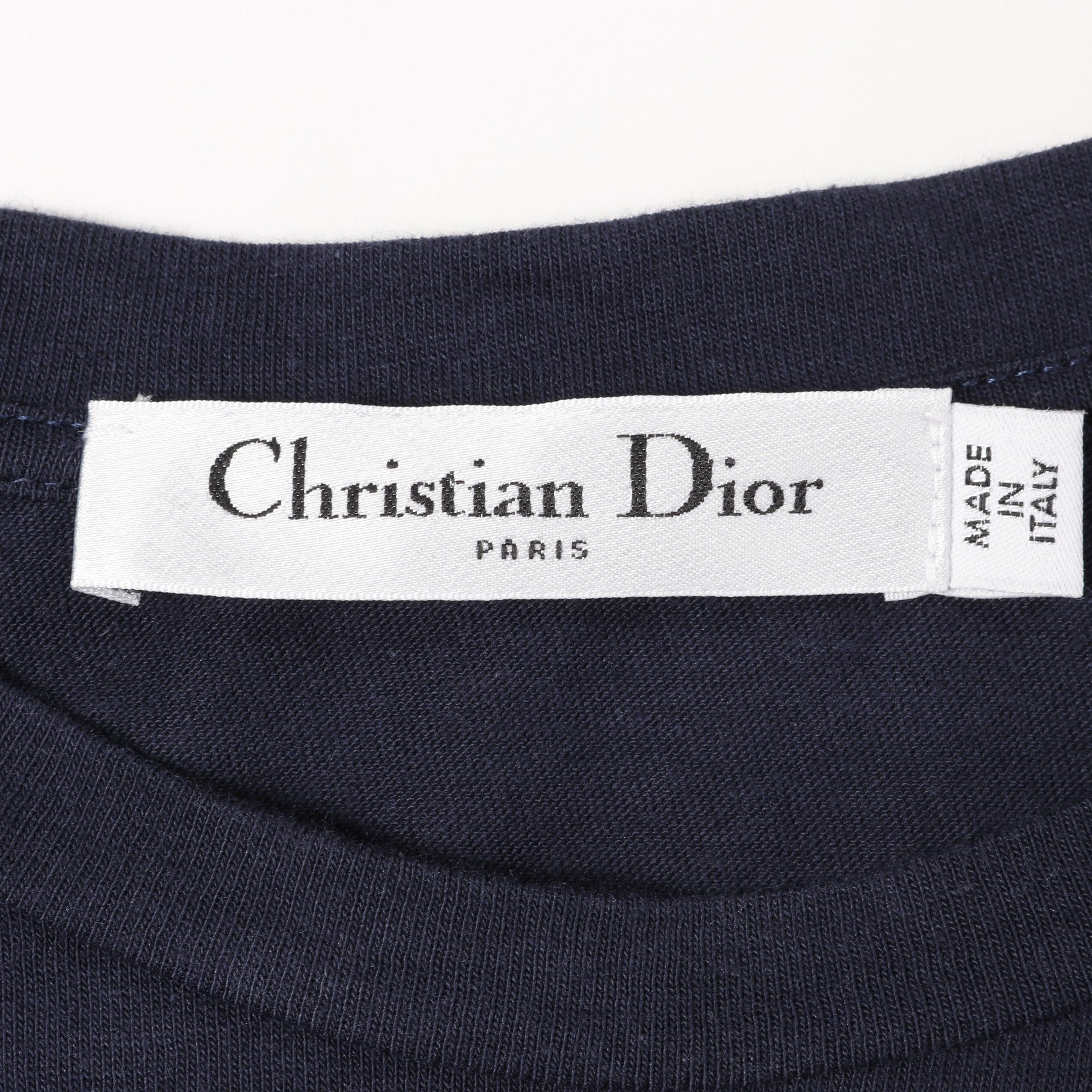 Dior Dior T-Shirt Crew Neck Short Sleeve Logo Cotton Navy Size ONE SIZE - 3 Thumbnail