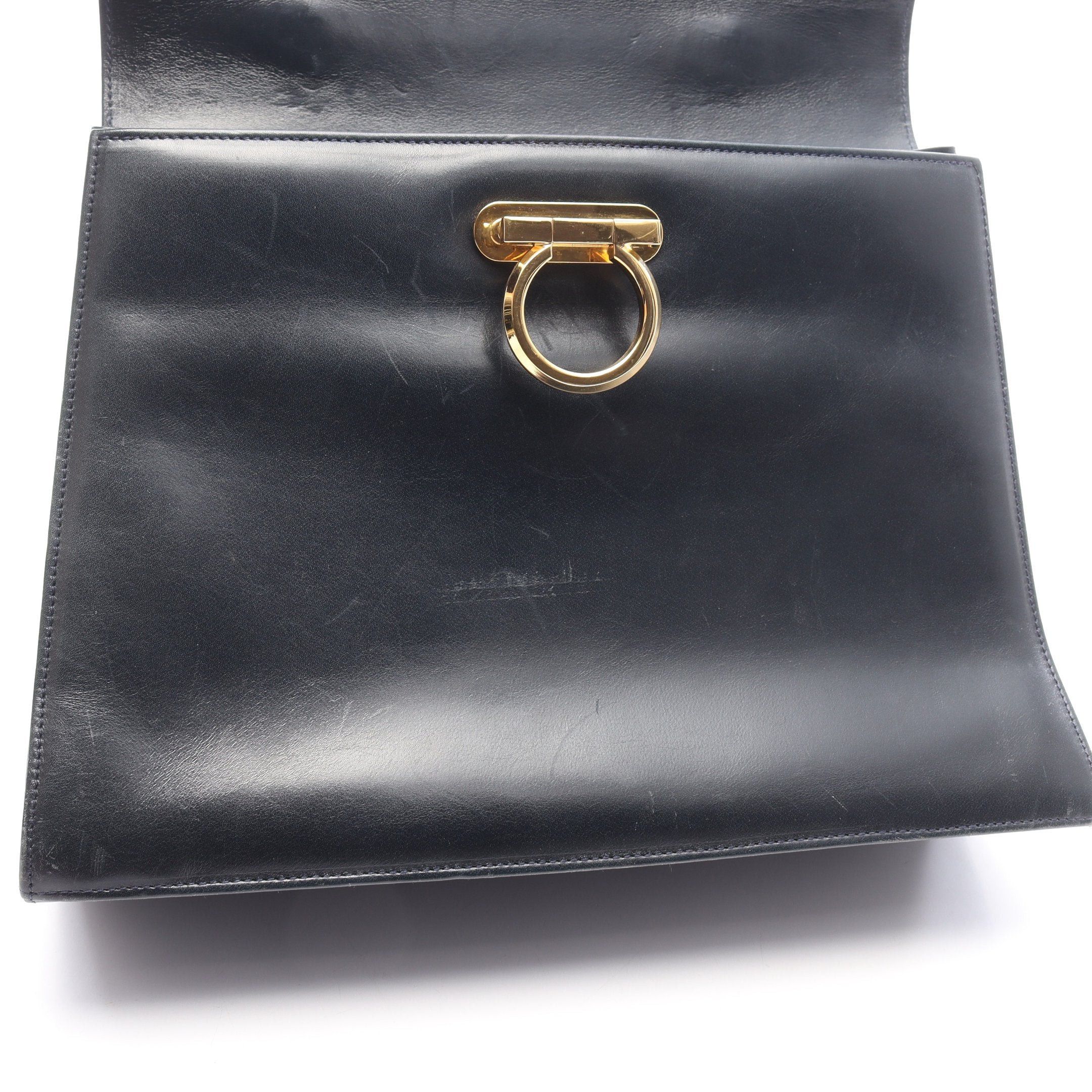 Salvatore Ferragamo Salvatore Ferragamo Gancini Handbag Leather Dark Navy Size ONE SIZE - 14 Thumbnail