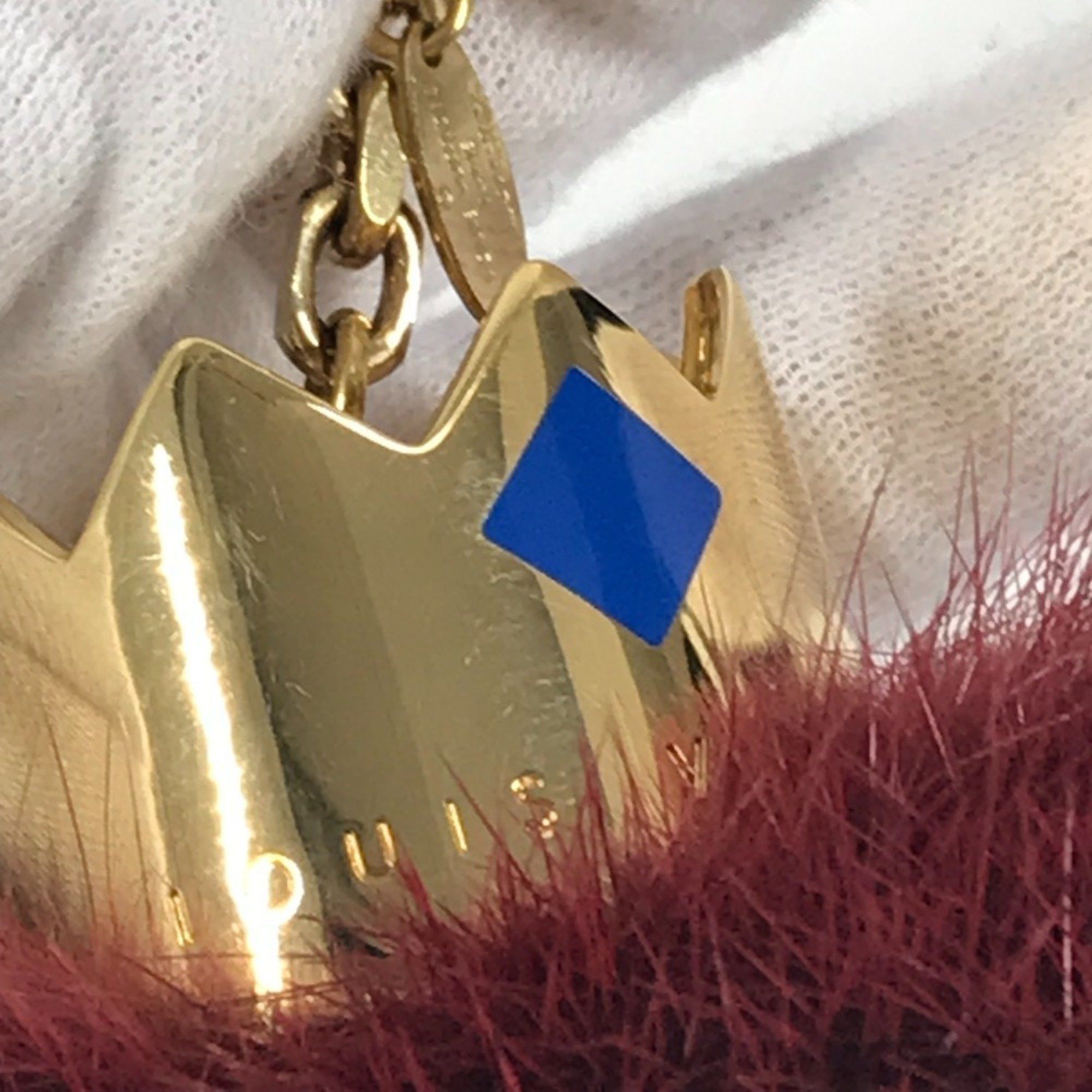 LOUIS VUITTON M65144 Totem Fur Charm Bag Keychain Mink Metal Men's