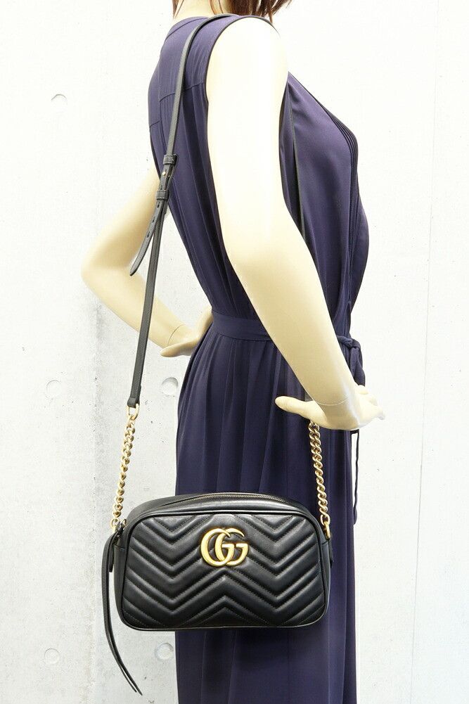 Gucci Gucci Gucci GG Marmont Chevron Quilted Leather Shoulder Bag Leather Shoulder Bag 447632 DTD1T 1000 Size ONE SIZE - 2 Thumbnail