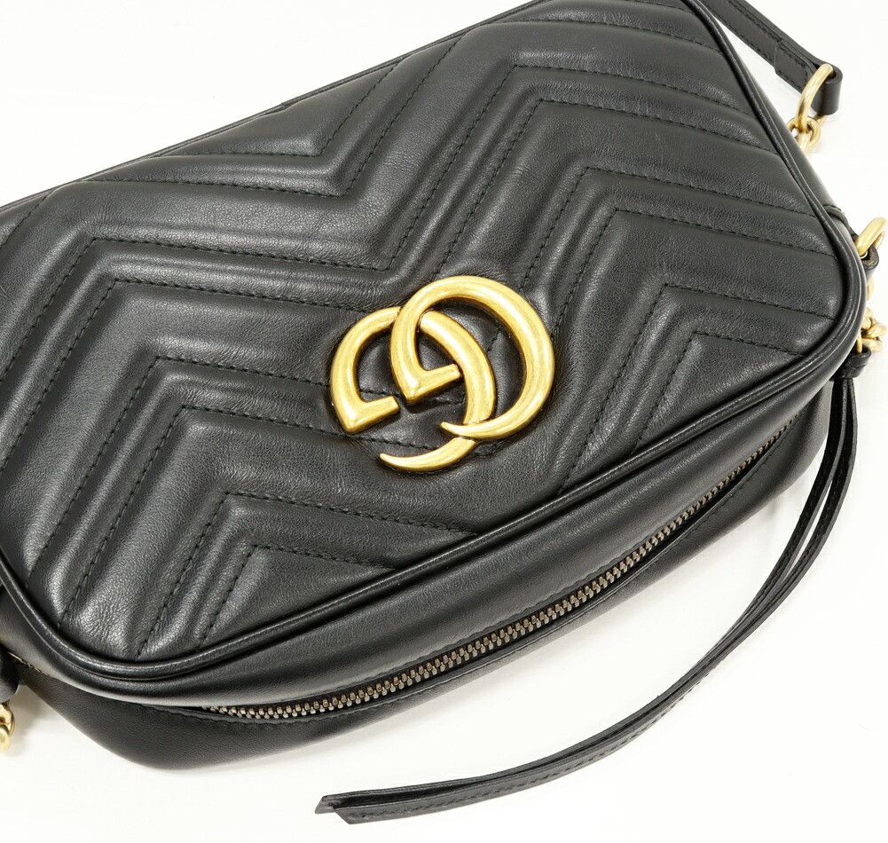 Gucci Gucci Gucci GG Marmont Chevron Quilted Leather Shoulder Bag Leather Shoulder Bag 447632 DTD1T 1000 Size ONE SIZE - 5 Thumbnail