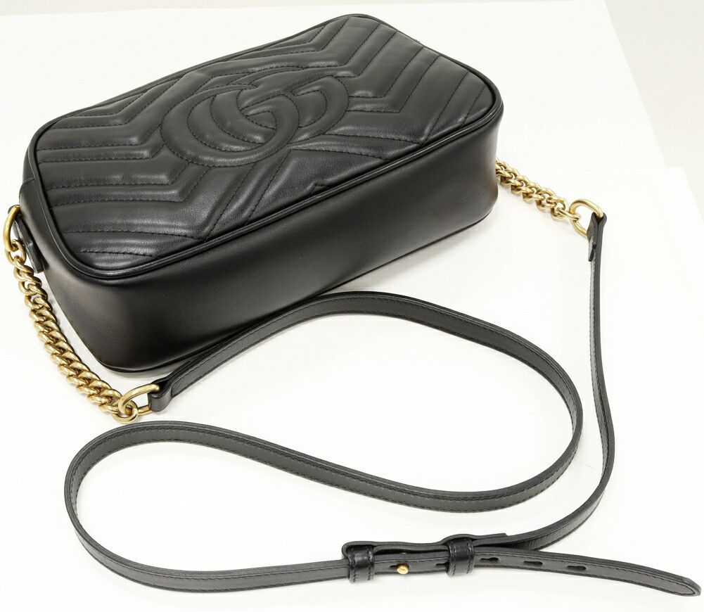 Gucci Gucci Gucci GG Marmont Chevron Quilted Leather Shoulder Bag Leather Shoulder Bag 447632 DTD1T 1000 Size ONE SIZE - 3 Thumbnail