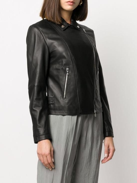 Emporio Armani EMPORIO ARMANI Women Leather Jackets 0NB60P 02P07999 Black Size XL / US 12-14 / IT 48-50 - 2 Thumbnail