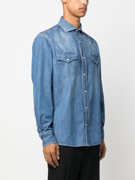 Brunello Cucinelli BRUNELLO CUCINELLI Men Long Tops MH1924008 CCF66 Blue Size US S / EU 44-46 / 1 - 2 Thumbnail