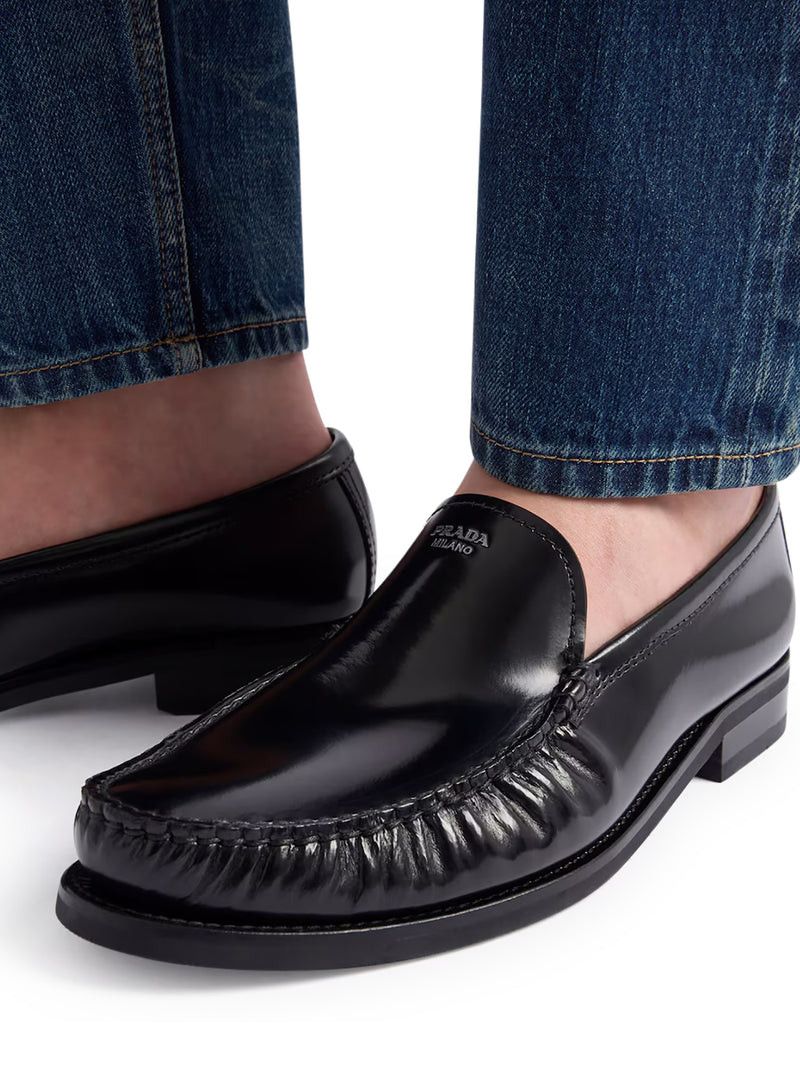 Prada BRUSHED LEATHER LOAFERS Size US 9.5 / EU 42-43 - 2 Thumbnail