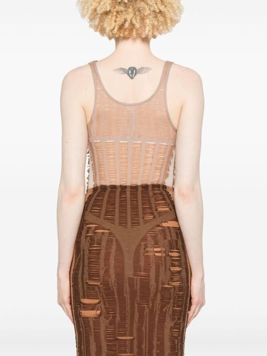 Diesel DIESEL Women Bodysuit Tops A18812 0BJBI33S Beige Size L / US 10 / IT 46 - 2 Thumbnail