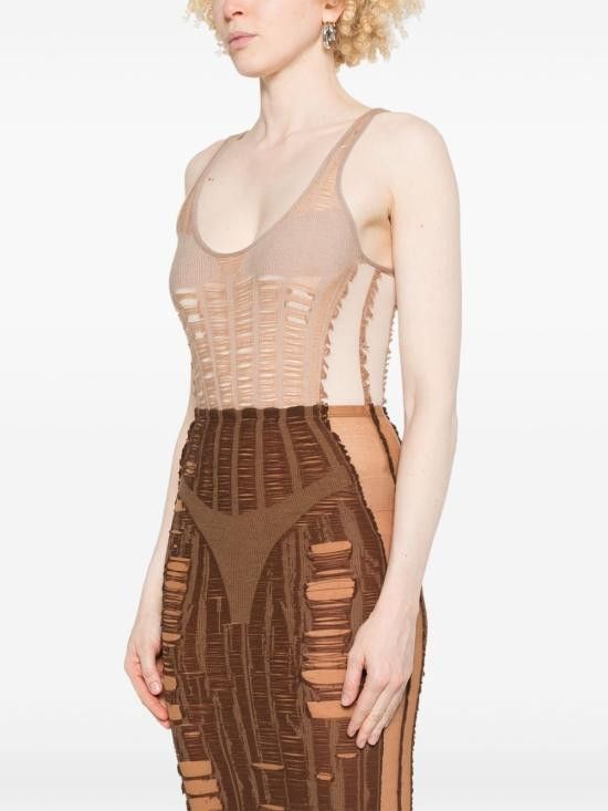 Diesel DIESEL Women Bodysuit Tops A18812 0BJBI33S Beige Size L / US 10 / IT 46 - 4 Thumbnail