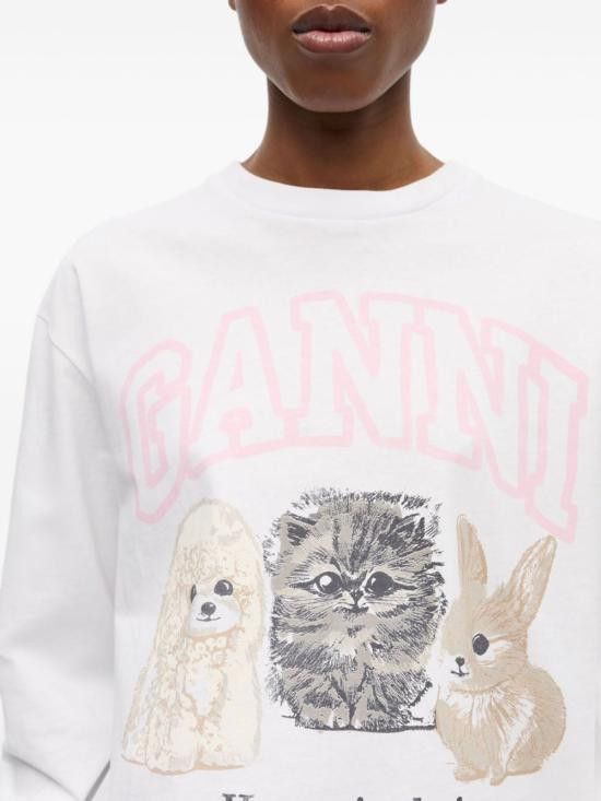 Ganni GANNI Women Hoodies T4275 151 White Size M / US 6-8 / IT 42-44 - 6 Thumbnail