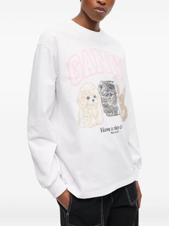 Ganni GANNI Women Hoodies T4275 151 White Size M / US 6-8 / IT 42-44 - 2 Thumbnail