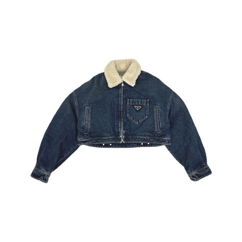 Prada Prada Color Block Logo Denim Jacket Size US XS / EU 42 / 0 - 3 Thumbnail