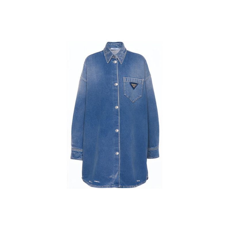Prada Prada Organic Denim Long Sleeve Shirt for Women Size US XS / EU 42 / 0 - 3 Thumbnail