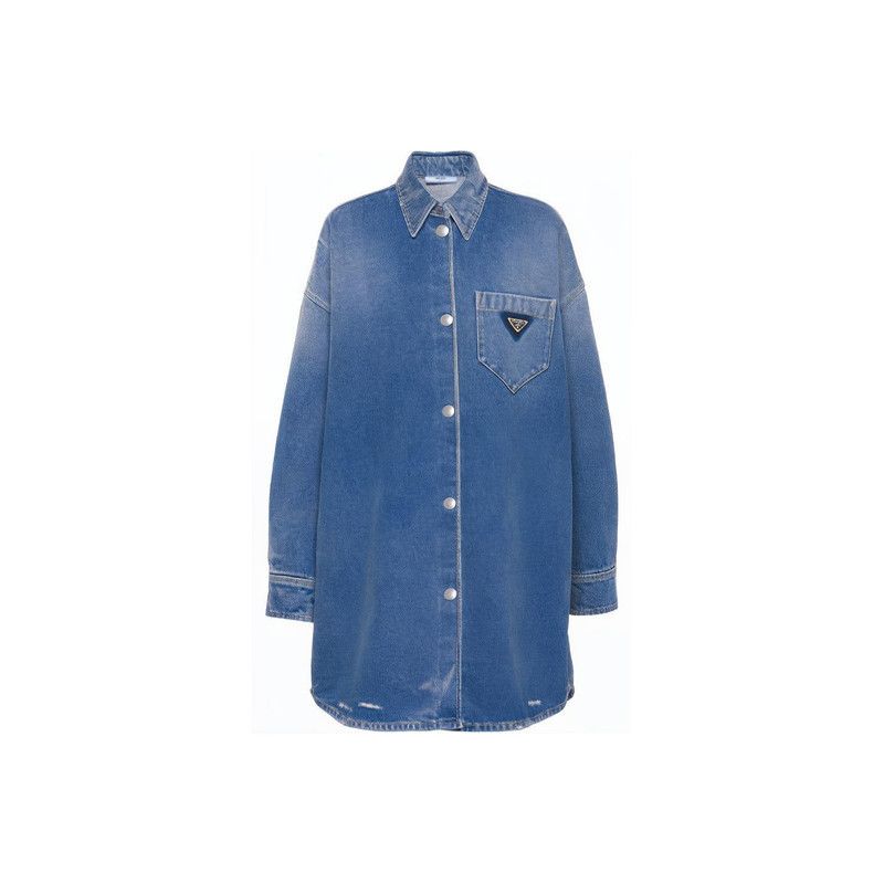 Prada Prada Organic Denim Long Sleeve Shirt for Women Size US XS / EU 42 / 0 - 6 Thumbnail