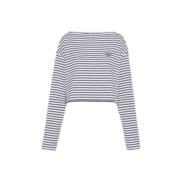 Prada Prada Striped Long Sleeve Knit T-Shirt Size US XS / EU 42 / 0 - 6 Thumbnail