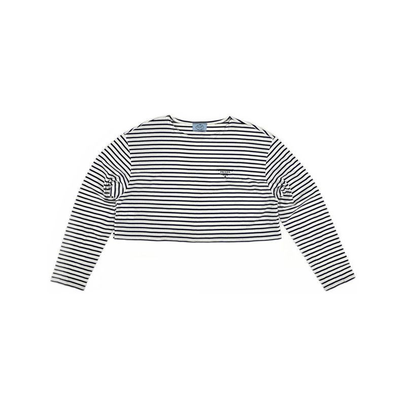 Prada Prada Striped Long Sleeve Knit T-Shirt Size US XS / EU 42 / 0 - 8 Thumbnail