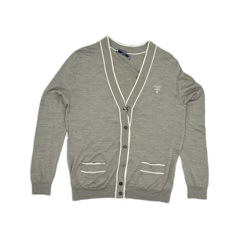 Prada Prada Gray V-Neck Knit Sweater for Women Size US S / EU 44-46 / 1 - 5 Thumbnail