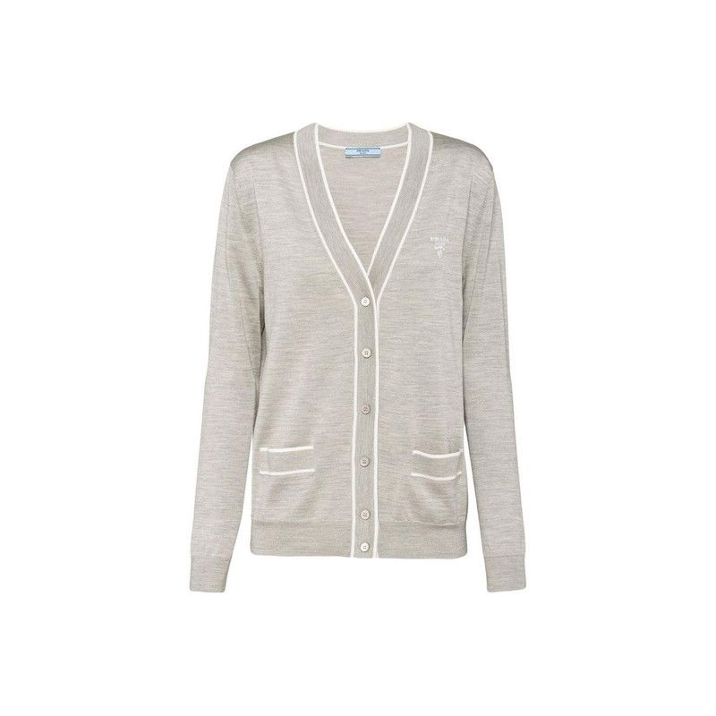 Prada Prada Gray V-Neck Knit Sweater for Women Size US S / EU 44-46 / 1 - 2 Thumbnail
