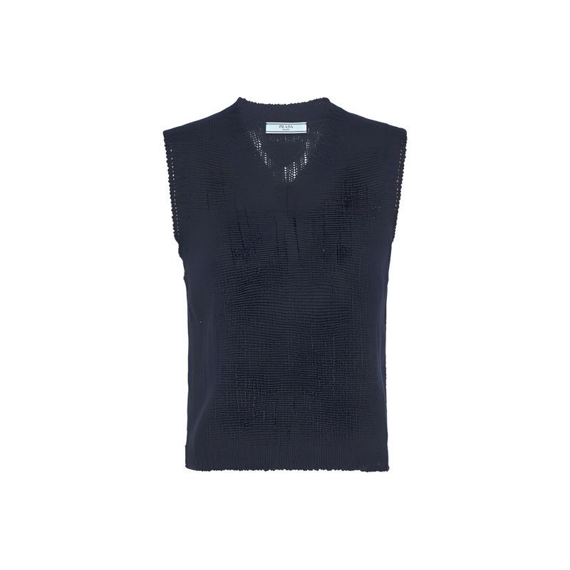 Prada Prada Navy Blue Sleeveless Cashmere Sweater Size US S / EU 44-46 / 1 - 3 Thumbnail