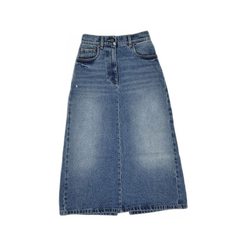 Prada Prada Blue Flared Denim Long Skirt Size US 38 / EU 54 - 3 Thumbnail